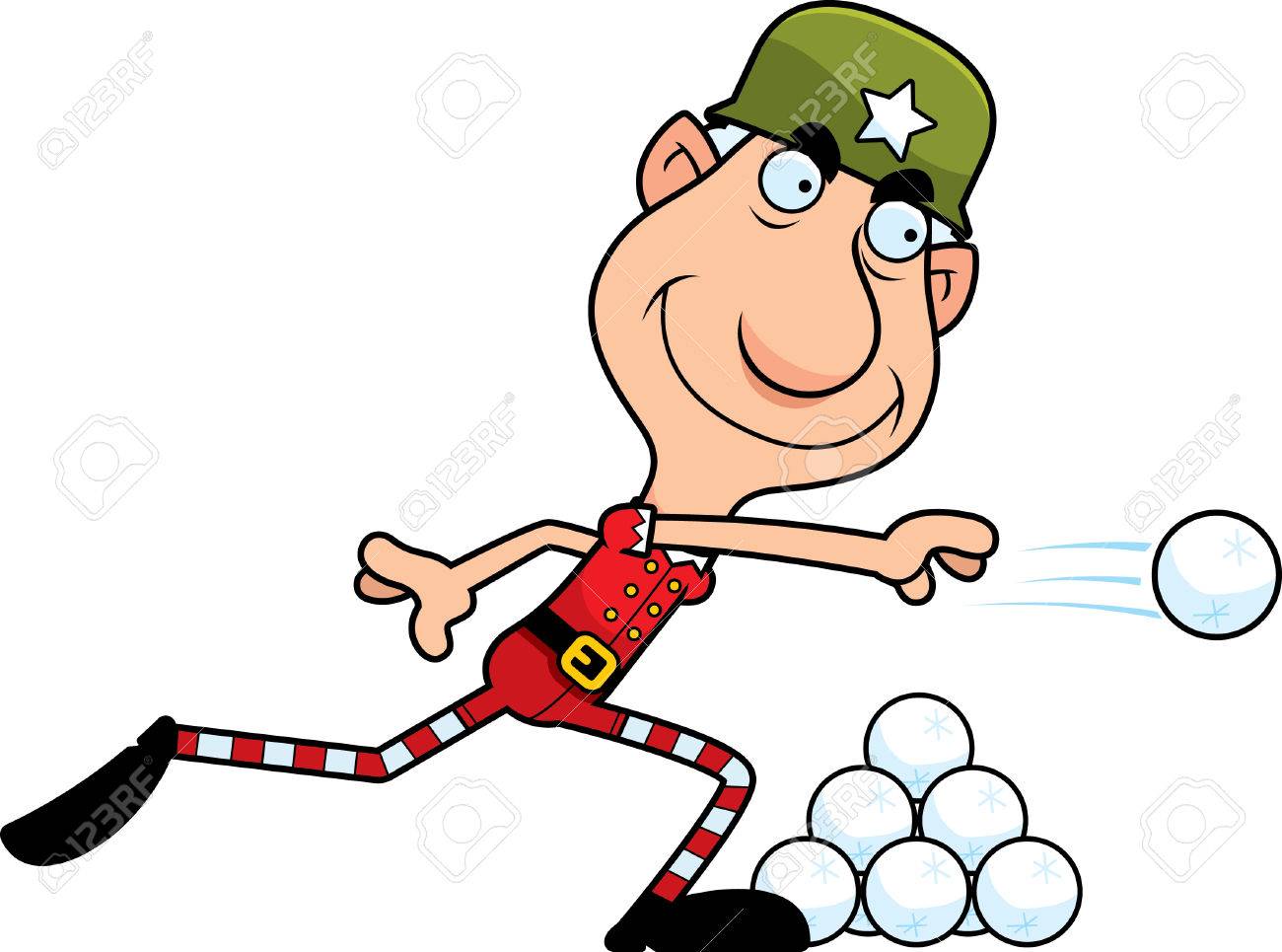 漫画雪玉を投げてクリスマス エルフおじいちゃんのイラスト のイラスト素材 ベクタ Image