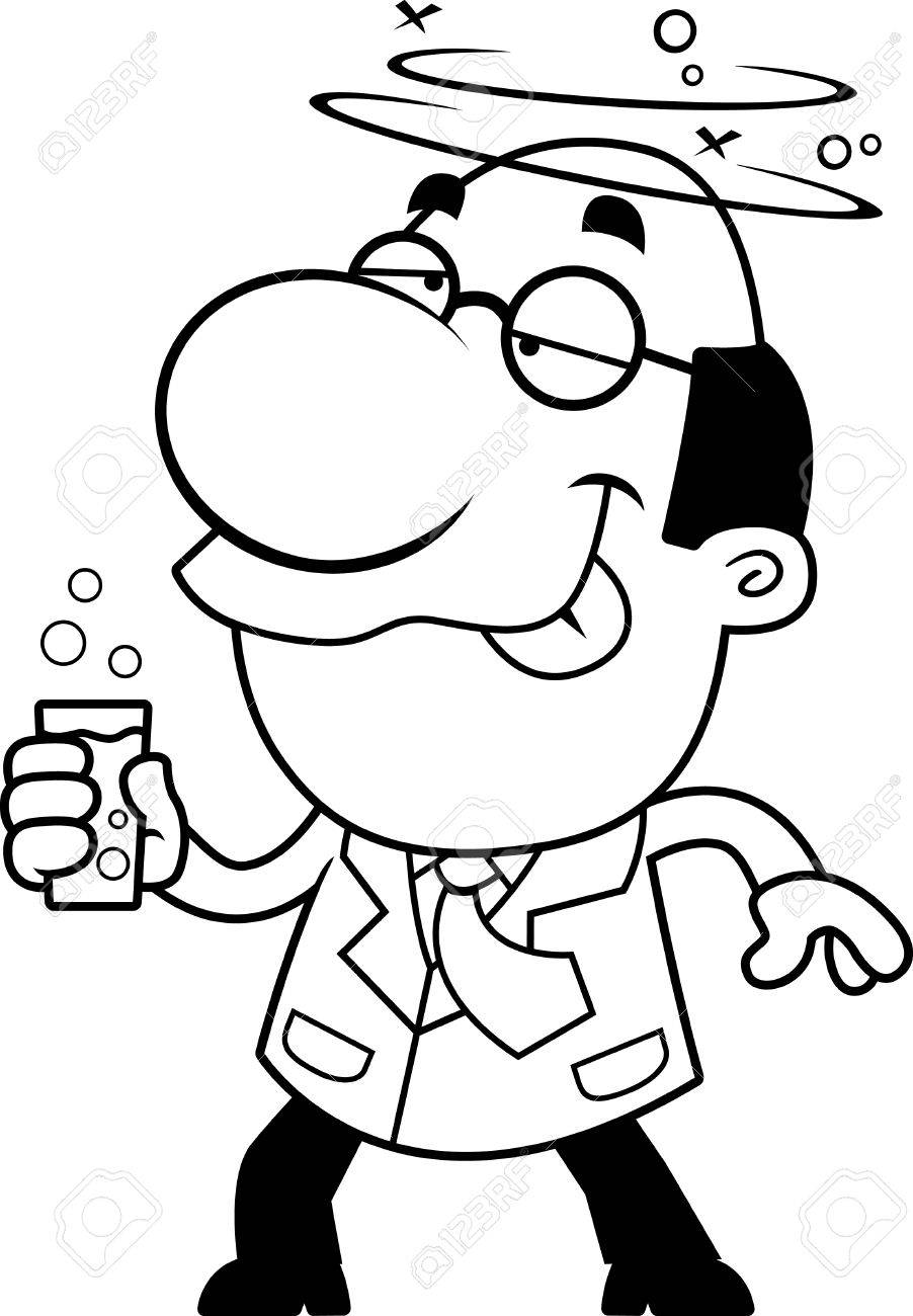バブルのドリンクを飲んで漫画科学者のイラスト のイラスト素材 ベクタ Image バブルのドリンクを飲んで漫画科学者のイラスト のイラスト素材 ベクタ Image