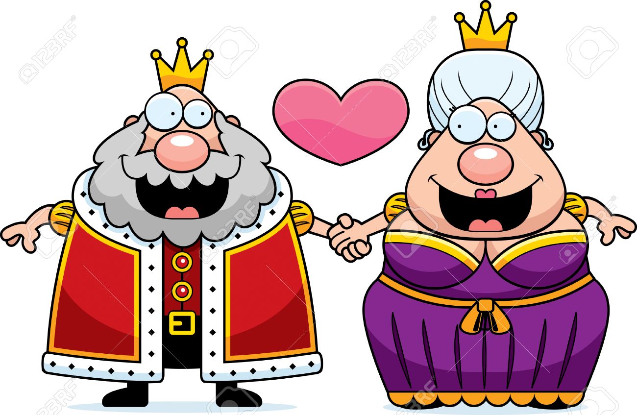 A Cartoon Illustration Of A King And Queen Holding Hands And