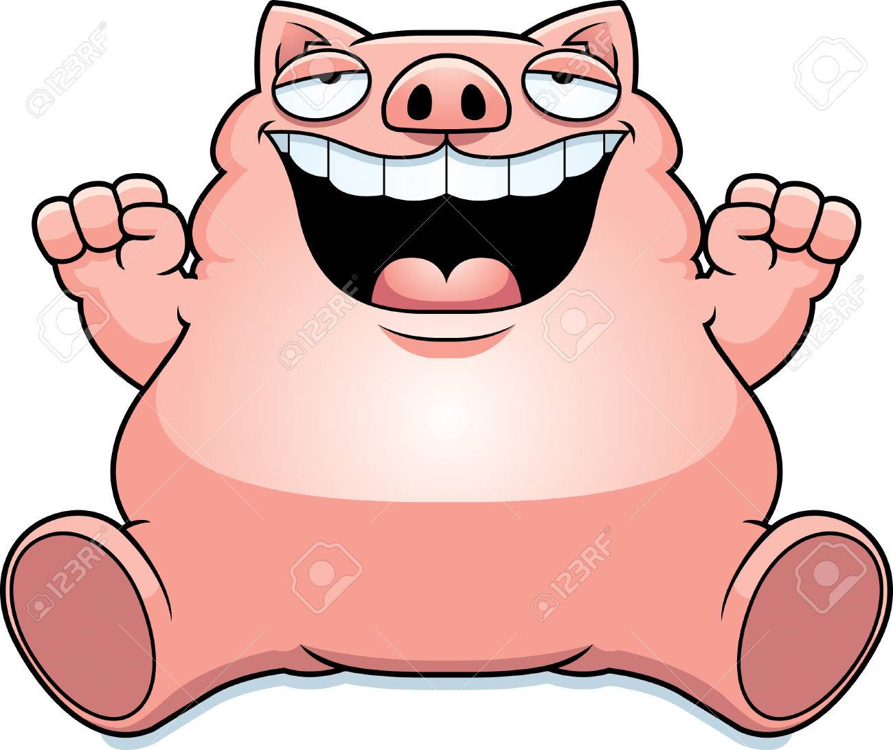 A Cartoon Illustration Of A Fat Pig Smiling And Sitting. Royalty Free SVG,  Cliparts, Vectors, And Stock Illustration. Image 44484221.