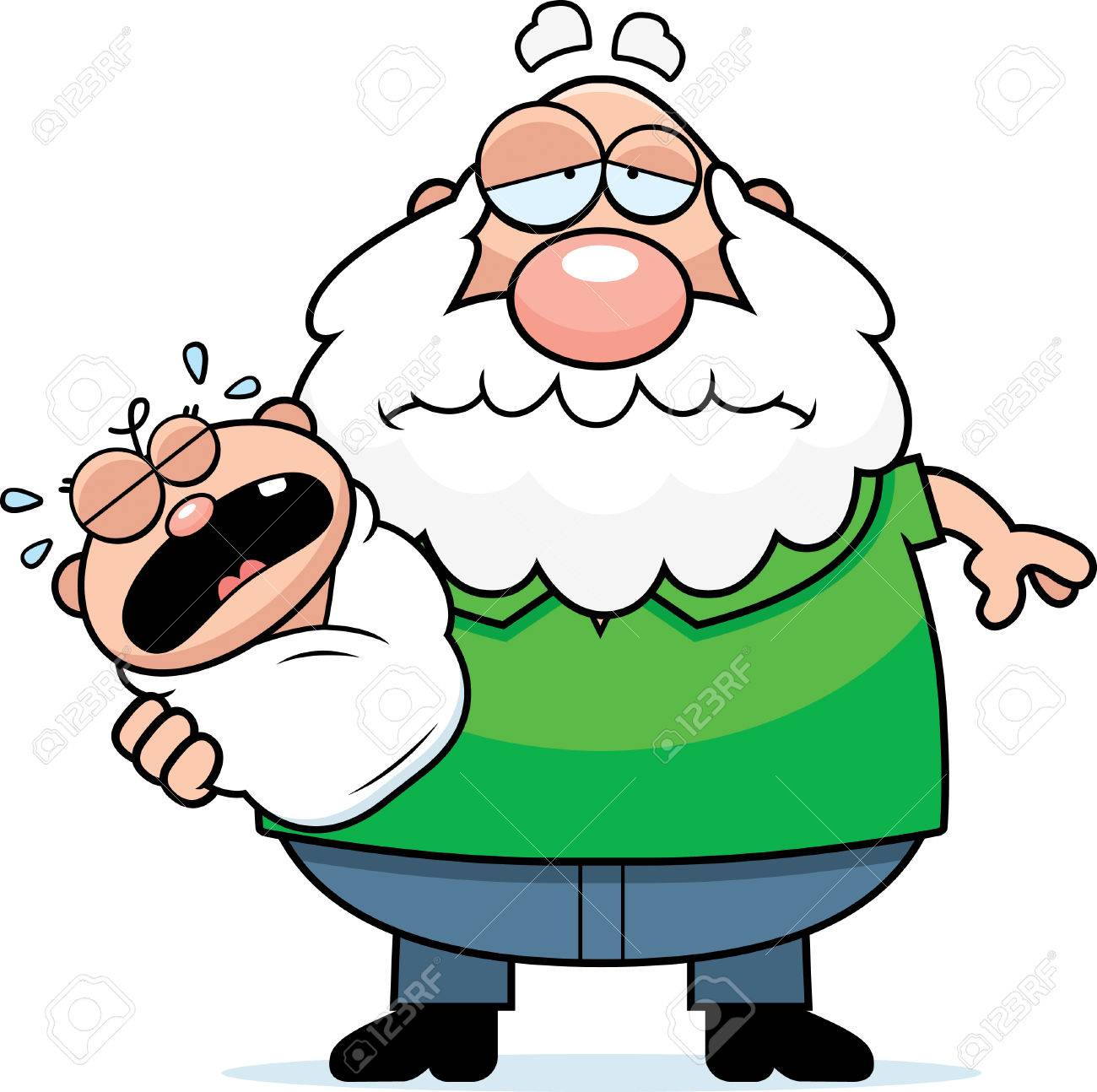 A Cartoon Illustration Of A Grandpa With A Crying Baby Looking Royalty Free Cliparts Vectors And Stock Illustration Image 44503445