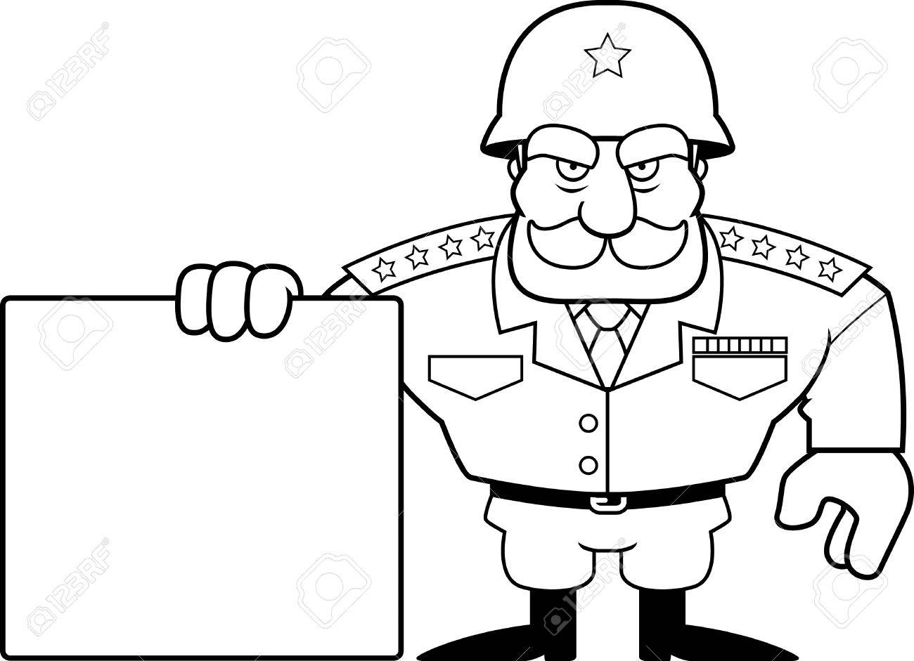 イラスト漫画の空白記号と軍の将軍 のイラスト素材 ベクタ Image