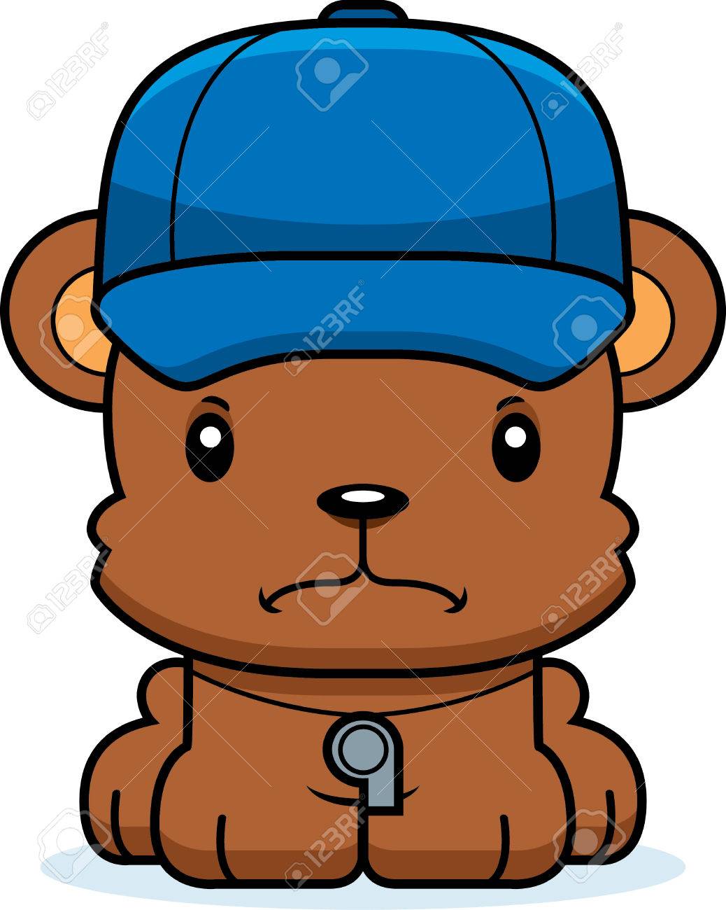 眉根を寄せた漫画コーチ クマ のイラスト素材 ベクタ Image