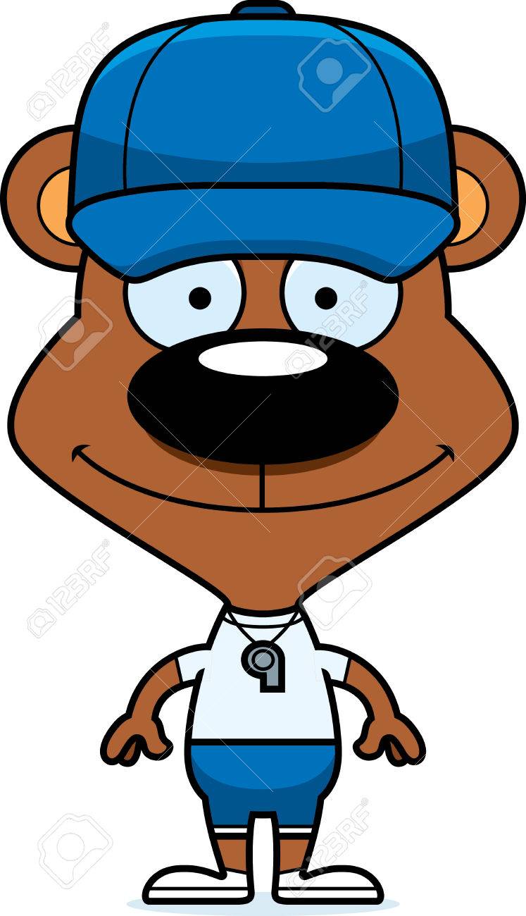 笑みを浮かべて漫画コーチ クマ のイラスト素材 ベクタ Image