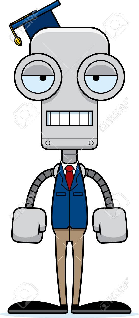 A Cartoon Teacher Robot Looking Bored Royalty Free Klipartlar