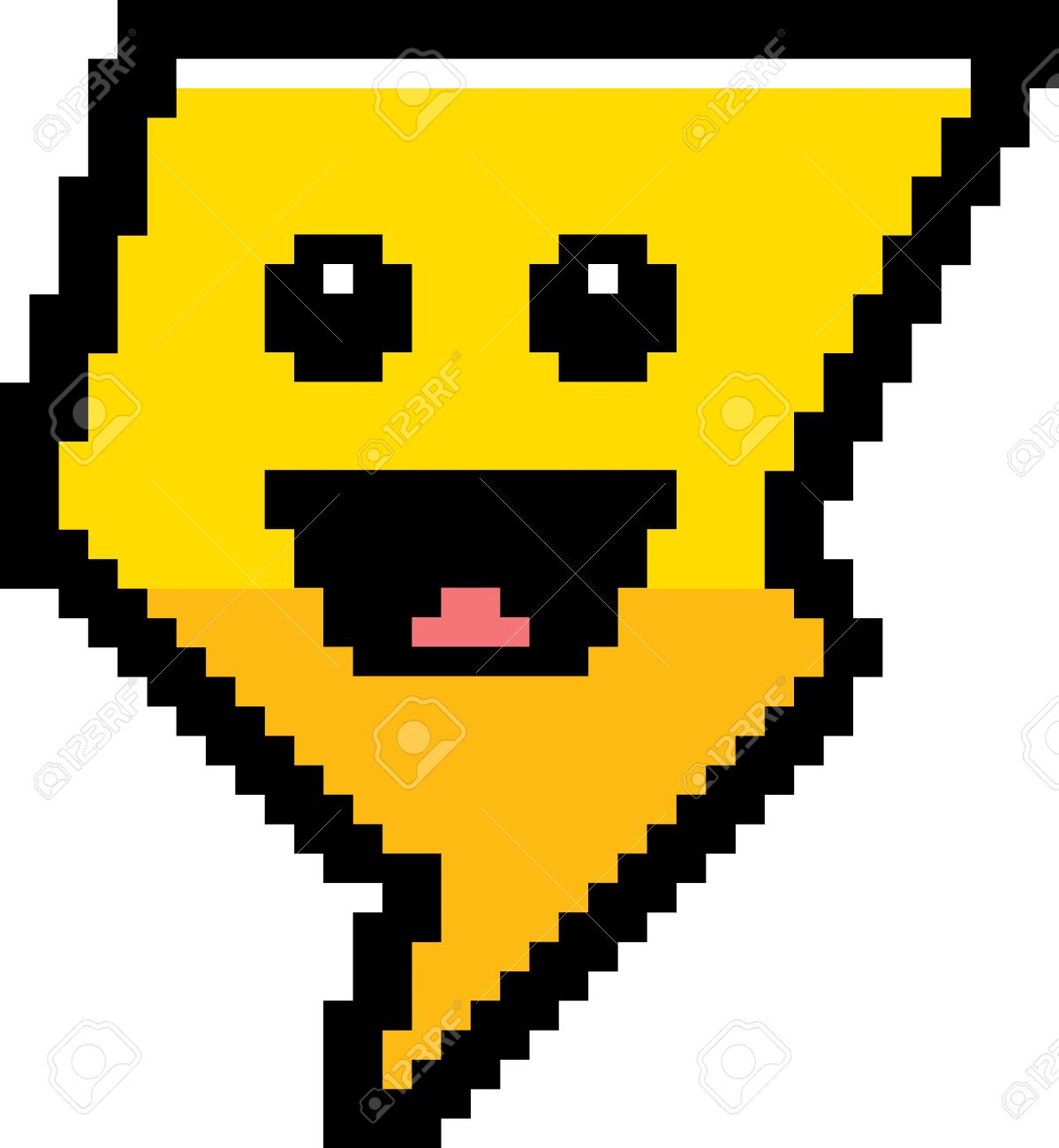 an illustration of a lightning bolt smiling in an 8 bit cartoon
