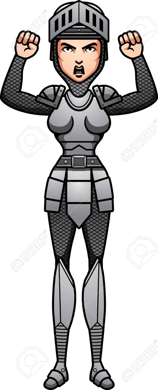 Une Illustration De Dessin Anime D Une Femme Chevalier A La Recherche En Colere Clip Art Libres De Droits Vecteurs Et Illustration Image