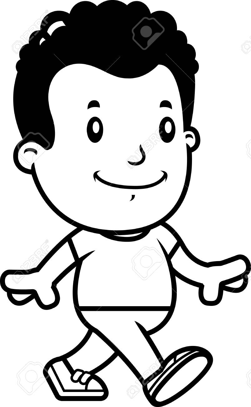 picture Walking Boy Clipart Black And White a cartoon illustration of a boy walking