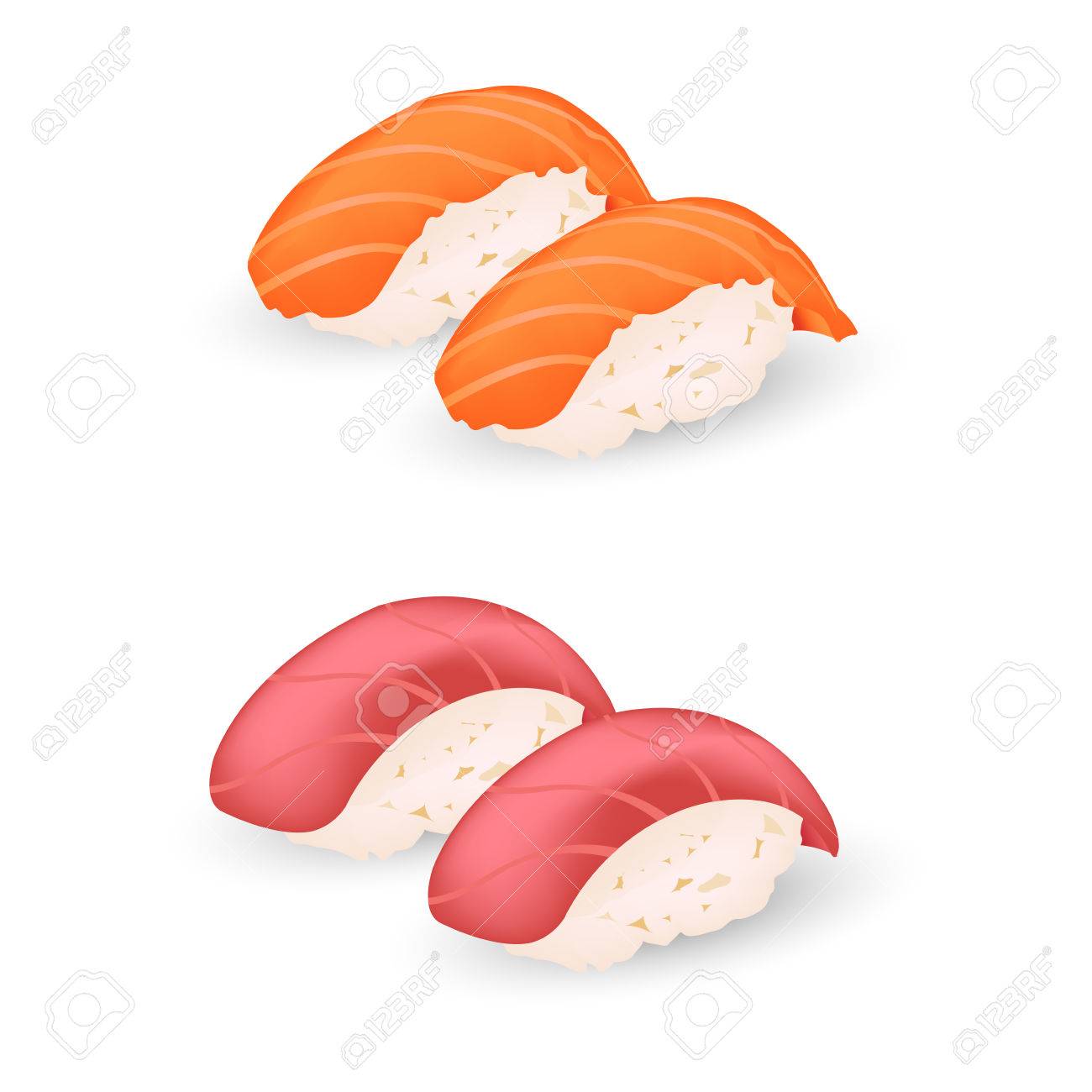 サーモンとマグロの寿司アイコン のイラスト素材 ベクタ Image