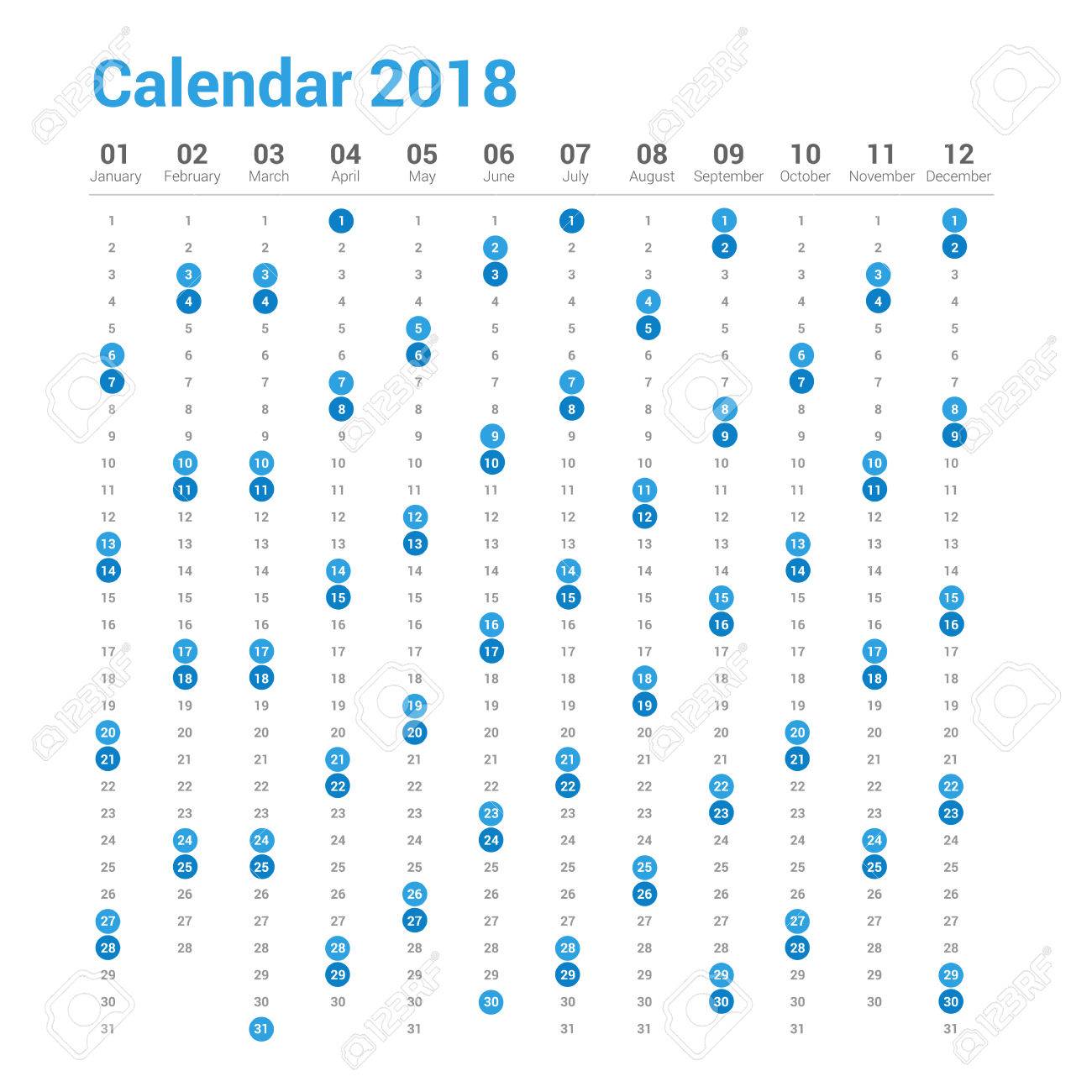 縦型デザインでカレンダー 18 年 日曜日と土曜日の週末 のイラスト素材 ベクタ Image 縦型デザインでカレンダー 18 年 日曜日と土曜日の週末 のイラスト素材 ベクタ Image