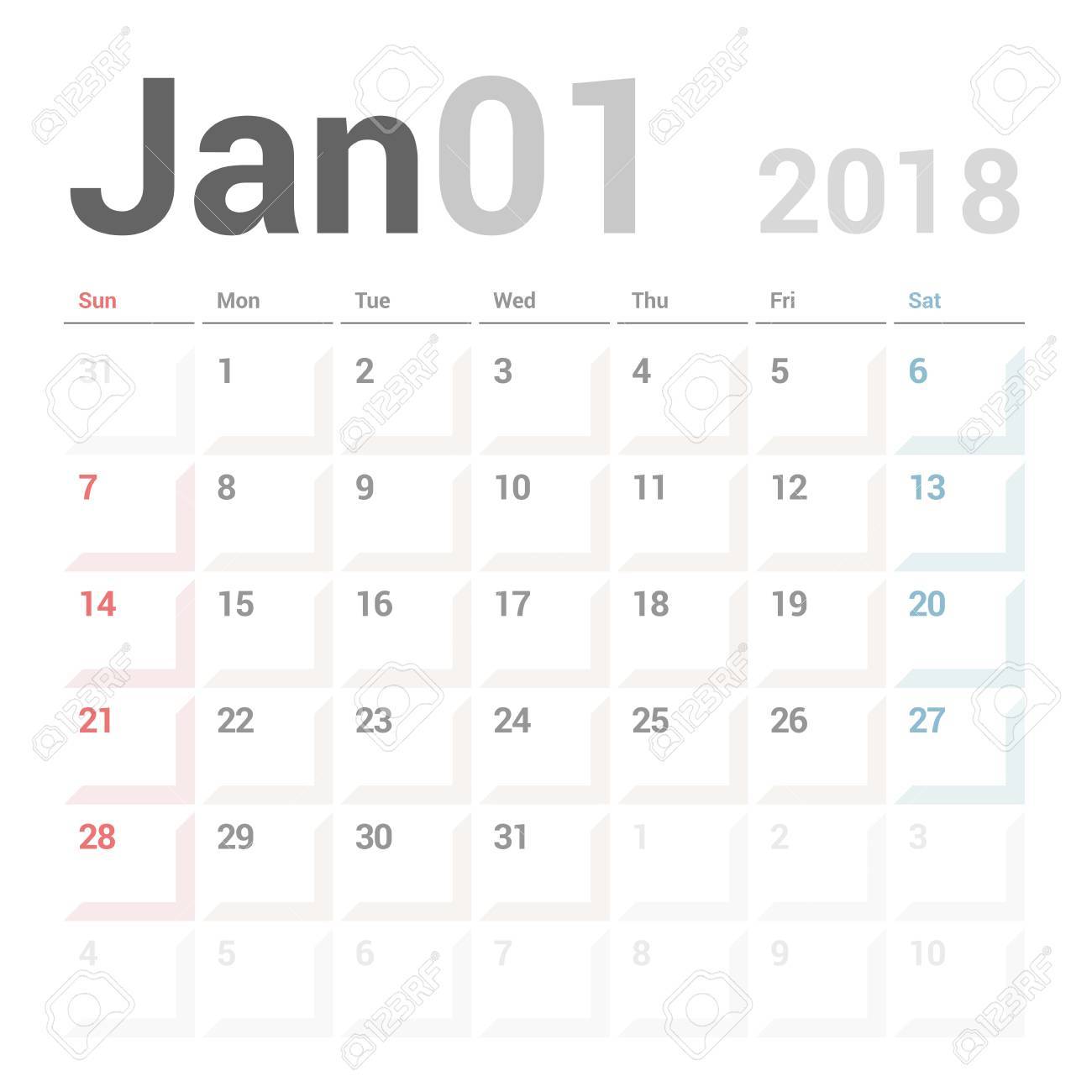january 2018 calendar clipart