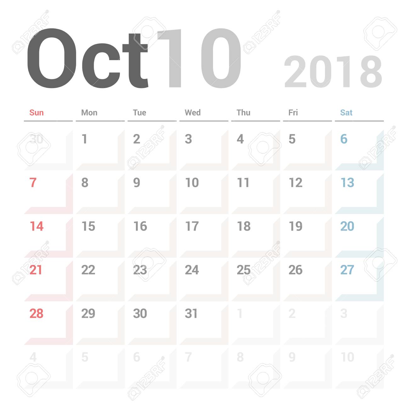 calendar planner for october 2018 vector design template stationary free calendar planner