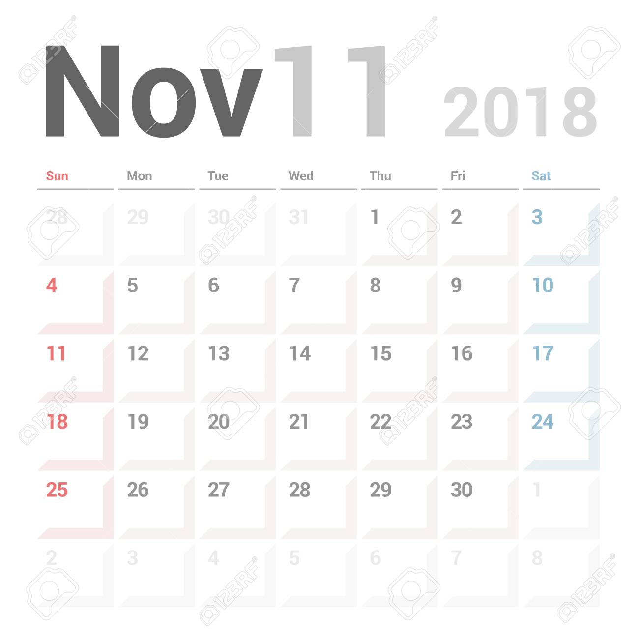 november 2018 calendar clipart