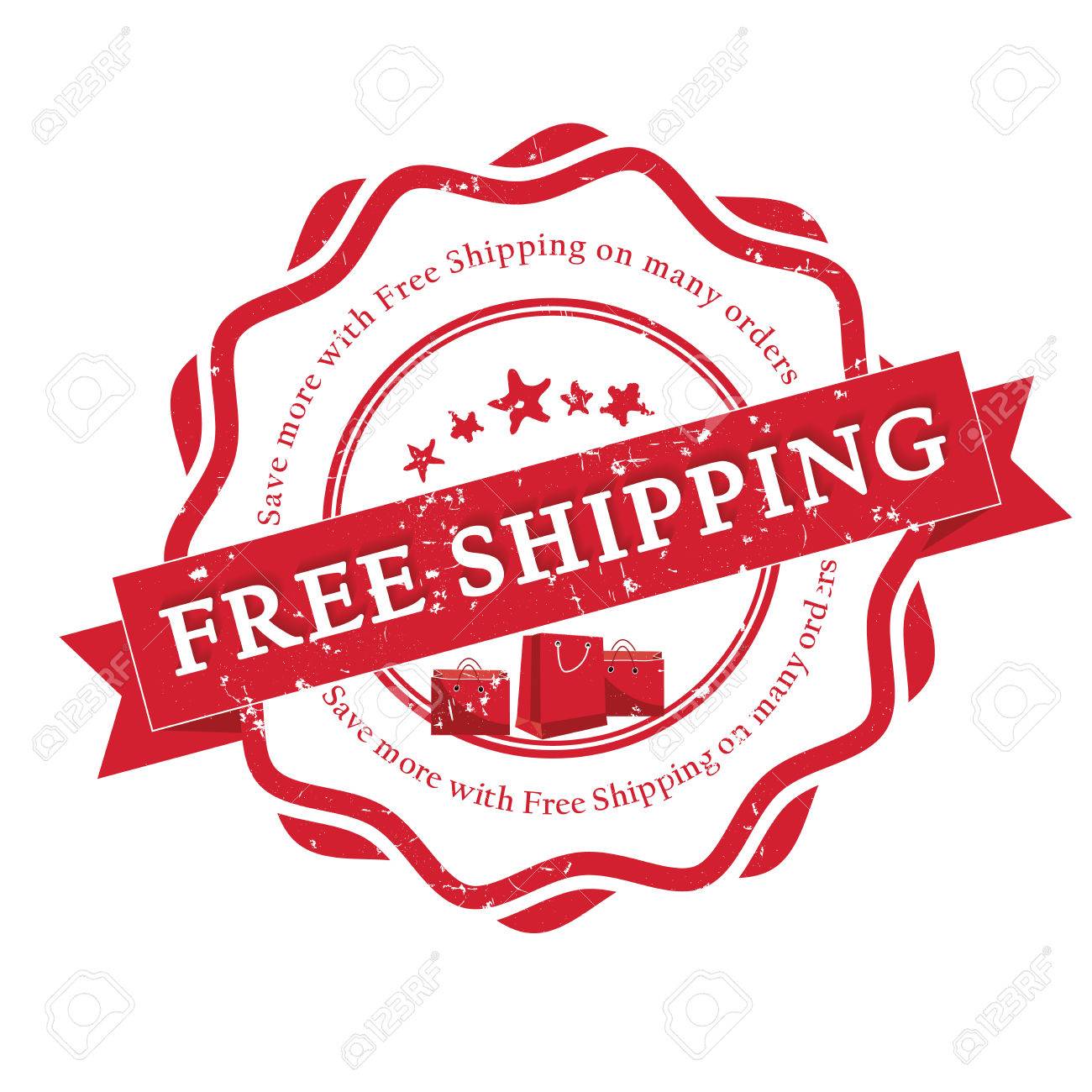 free shipping red sticker label vector illustration for print