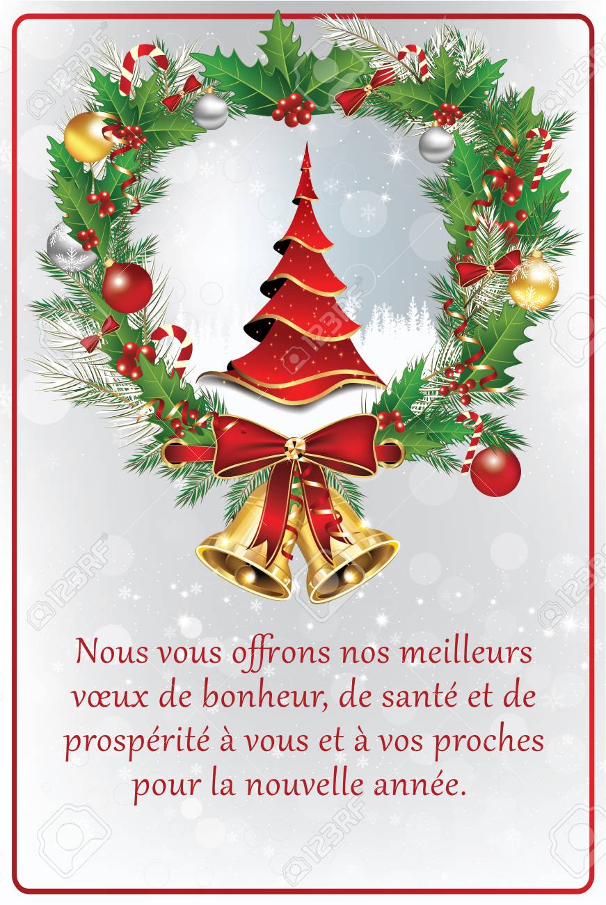 Le Bonheur Christmas Cards 2022 French Greeting Card For New Year: 'We Offer Our Best Wishes Of Happiness,  Health And Prosperity