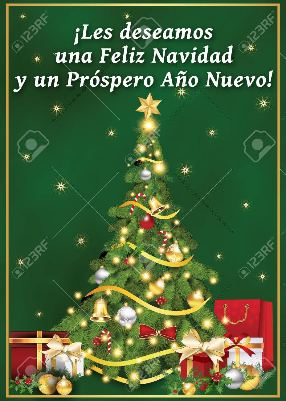 spanish business greeting card for winter holiday. text