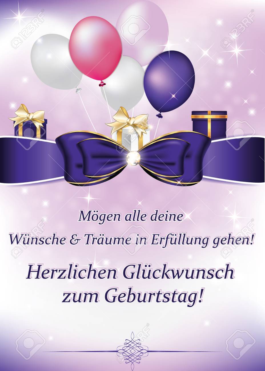 Carte De Voeux D Anniversaire Allemand Que Tous Vos Reves Et Souhaits Se Realisent Bon Anniversaire Imprimer Les Couleurs Utilisees Taille Standard D Une Carte Postale Banque D Images Et Photos Libres De Droits Image