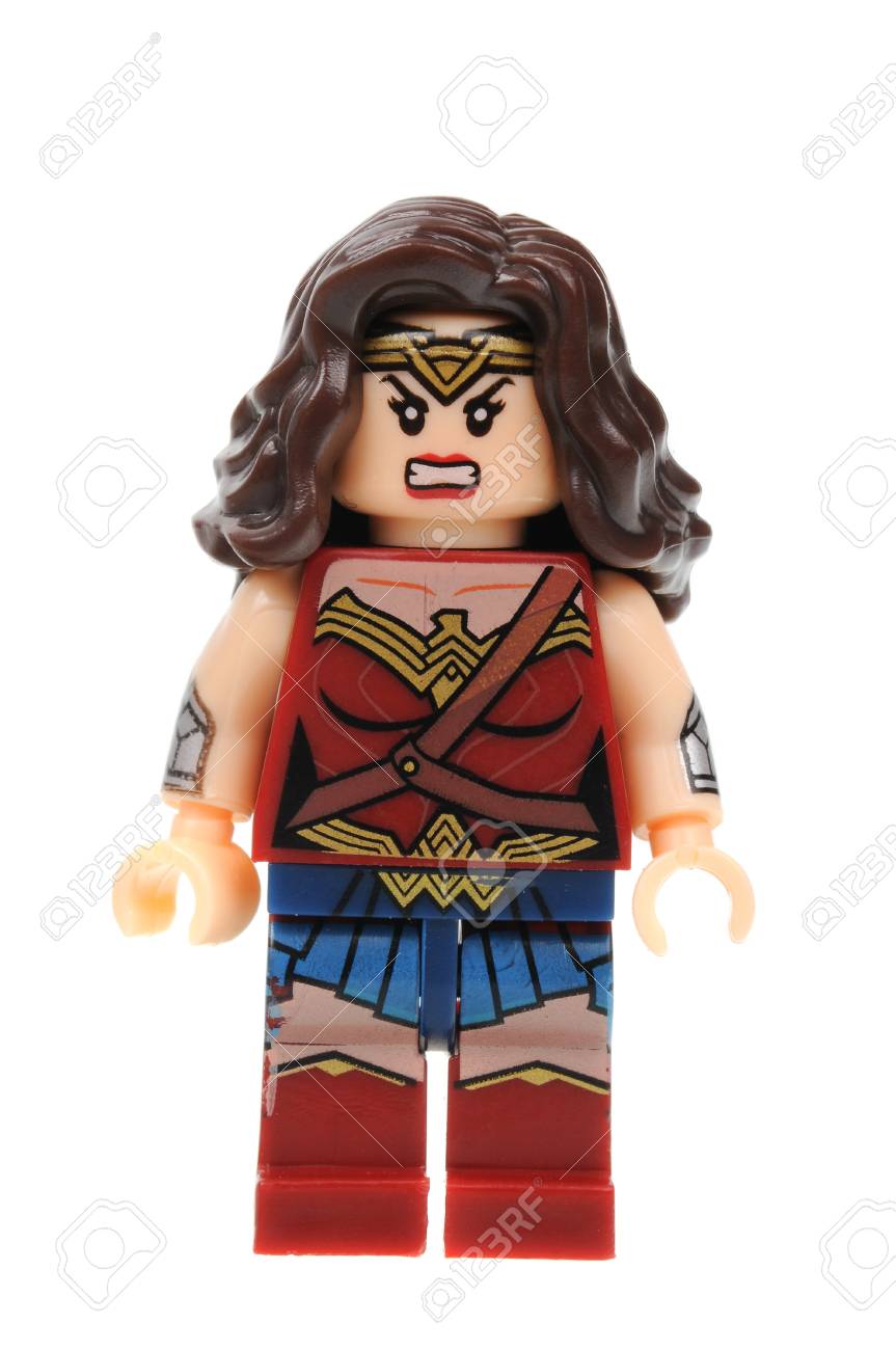 Adelaide, Australia - April 28, 2016:A Studio Shot Of A Wonder Woman Lego  Minifigure From The DC Comics And Movies. This Particular Mini Figure Is  Based On The Movie Batman V. Superman:, image size:863x1300