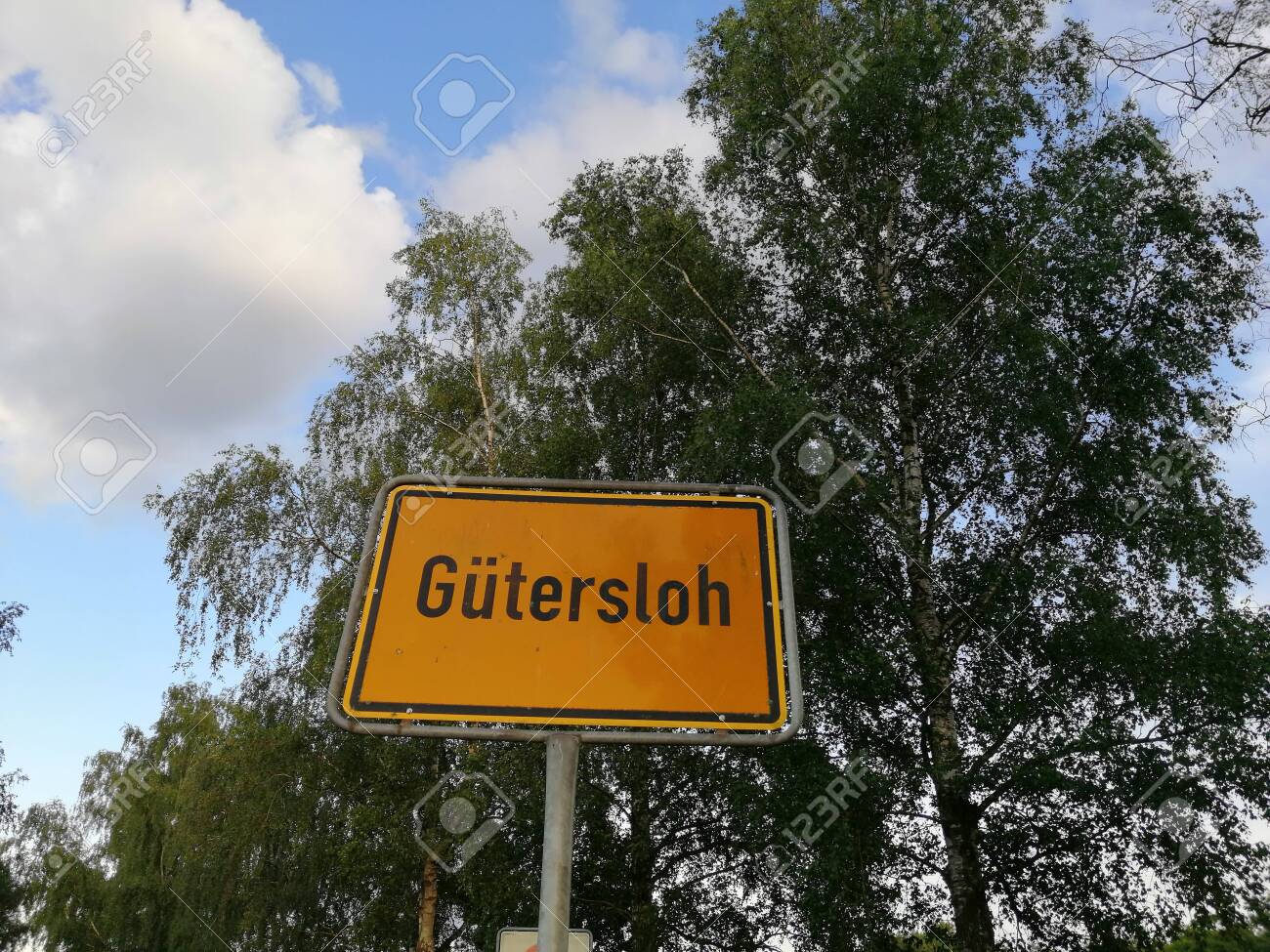 Town sign of a town in Germany, made famous by Covid-19 - 149683180 Town sign of a town in Germany, made famous by Covid-19 - 149683180