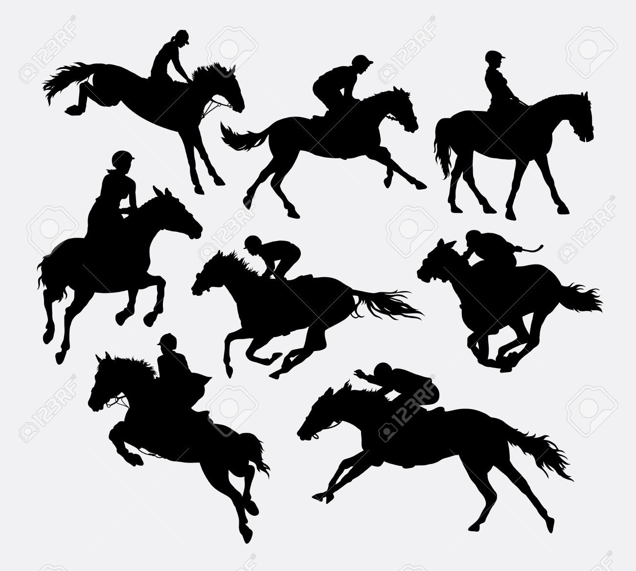 Jockey Riding Horse Silhouettes Good Use For Symbol Logo Web Icon Mascot