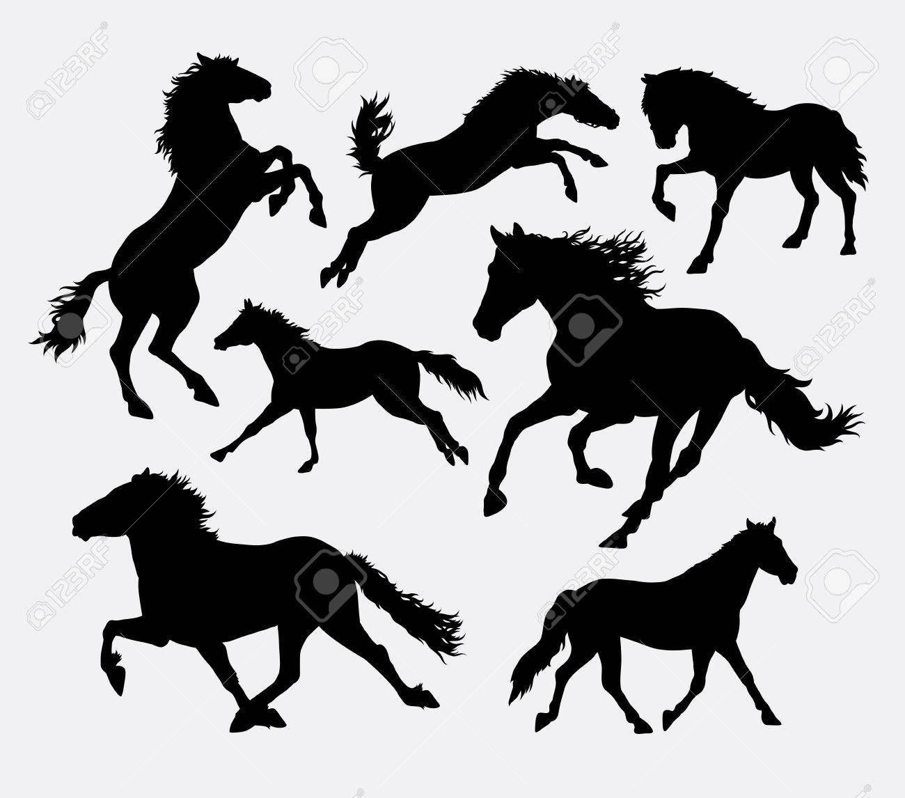 実行 ジャンプ 立っている 歩くシルエットの馬 のイラスト素材 ベクタ Image