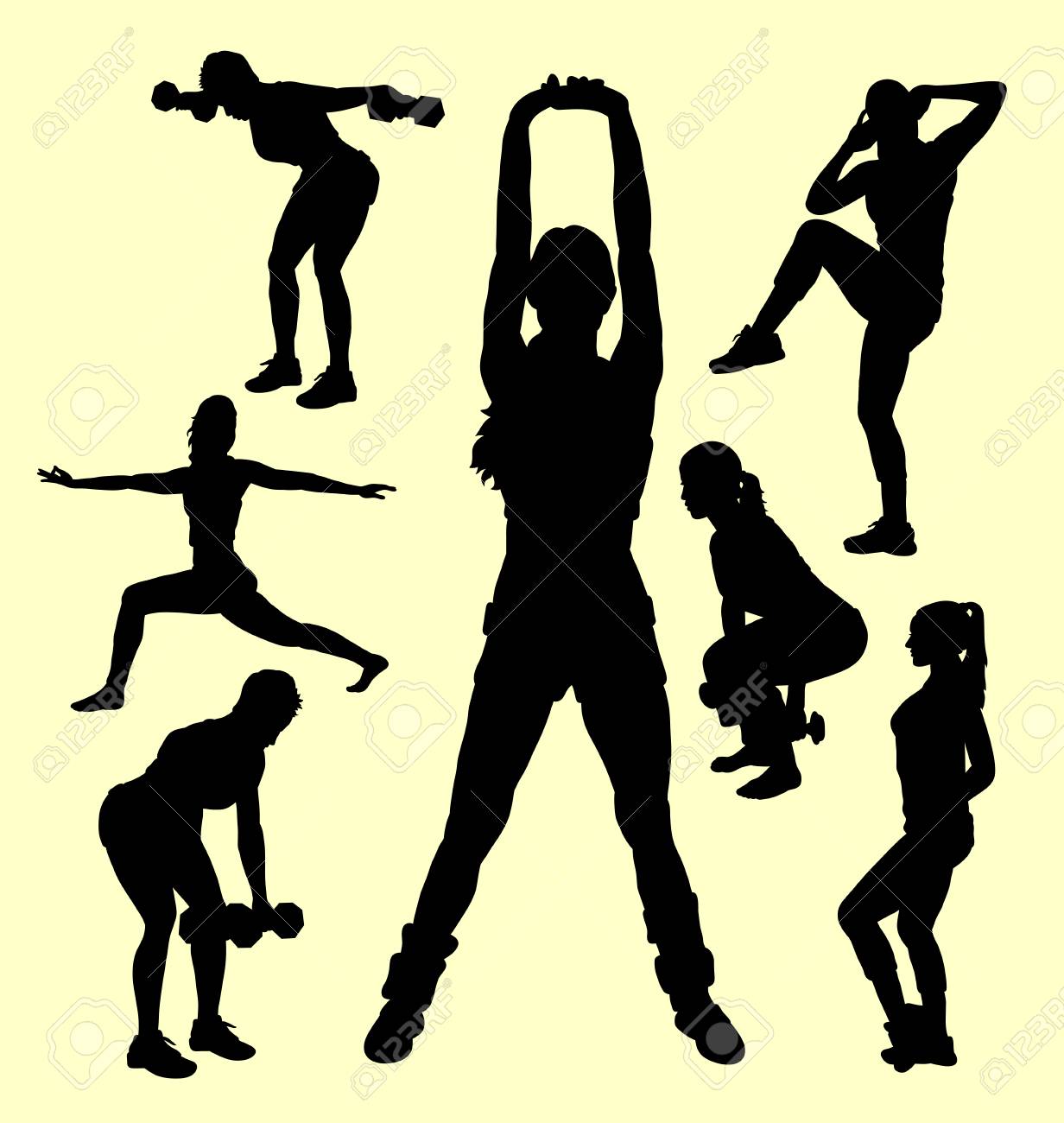 Formation De La Silhouette De L Activite Sportive Feminine Bon Usage Pour Symbole Logo Icone Web Mascotte Signe Autocollant Ou Tout Design Que Vous Souhaitez Clip Art Libres De Droits Vecteurs Et