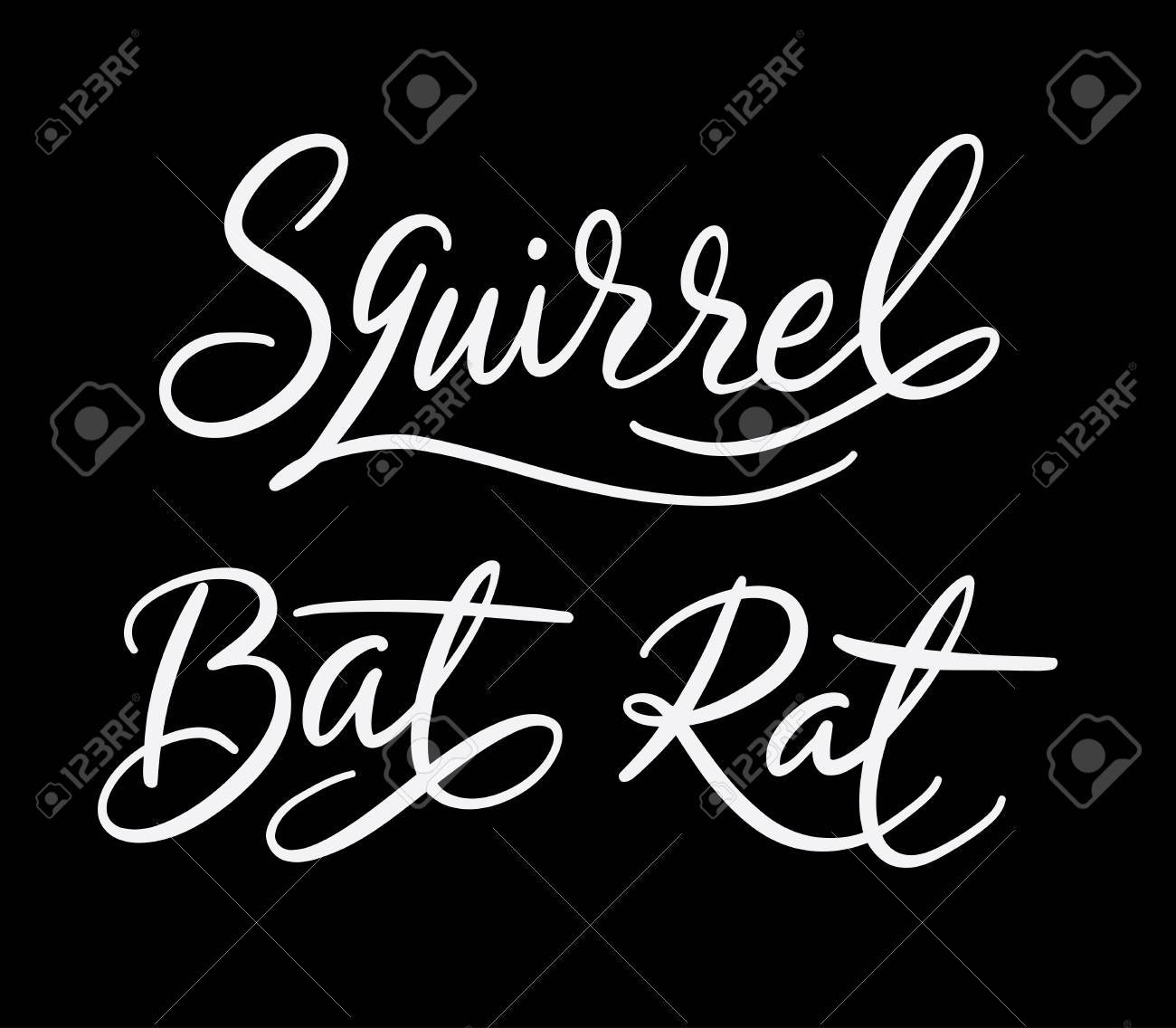 リスやネズミは 書面によるタイポグラフィを手します ロゴタイプ シンボル カバー ラベル 製品 ブランド ポスターのタイトルまたは任意のグラフィック デザインの良い使用します 簡単に使用または色を変更します のイラスト素材 ベクタ Image