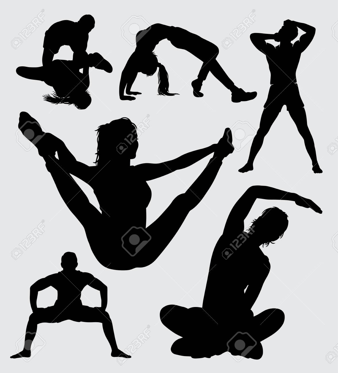 ジムやヨガ スポーツ シルエット シンボル ロゴ Web アイコン マスコット ステッカー または任意のデザインの良い使用のイラスト素材 ベクタ Image