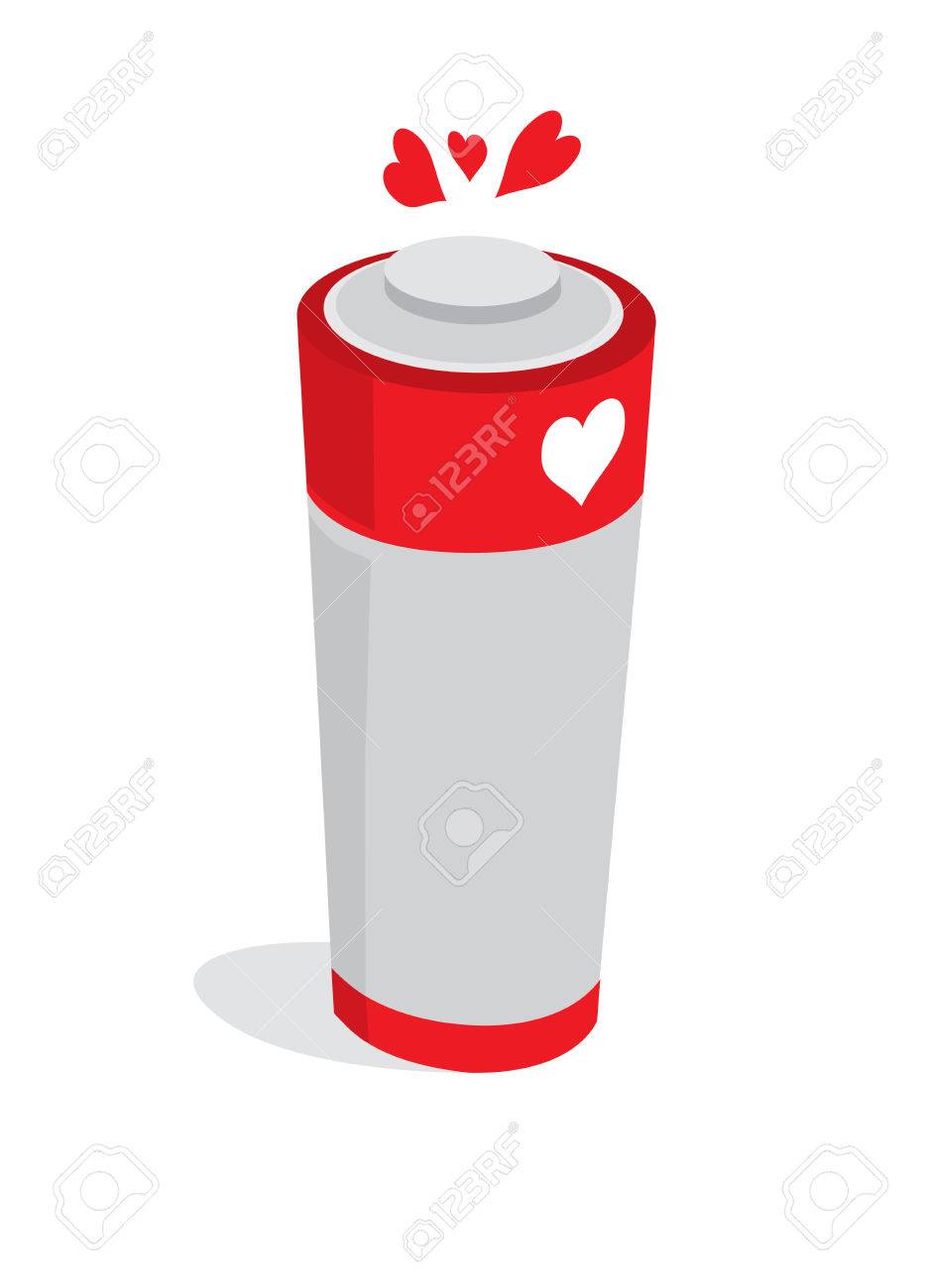 愛の力のバッテリーフルの漫画イラストのイラスト素材 ベクタ Image