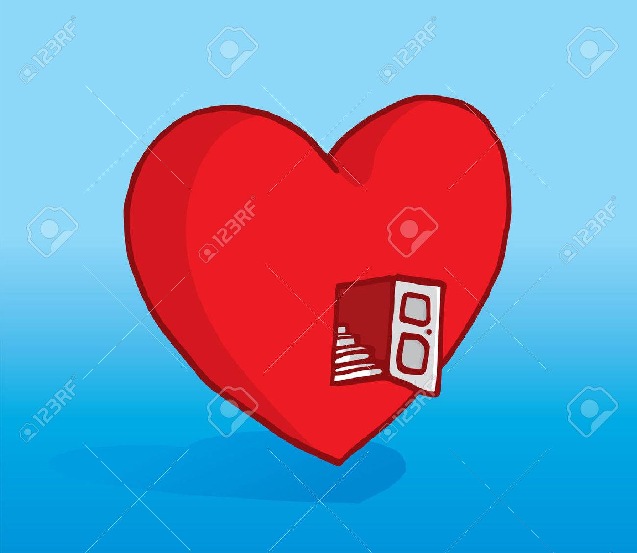 Cartoon Illustration Von Einem Offenen Tur Zum Herzen Und Treppen Lizenzfrei Nutzbare Vektorgrafiken Clip Arts Illustrationen Image 35479479