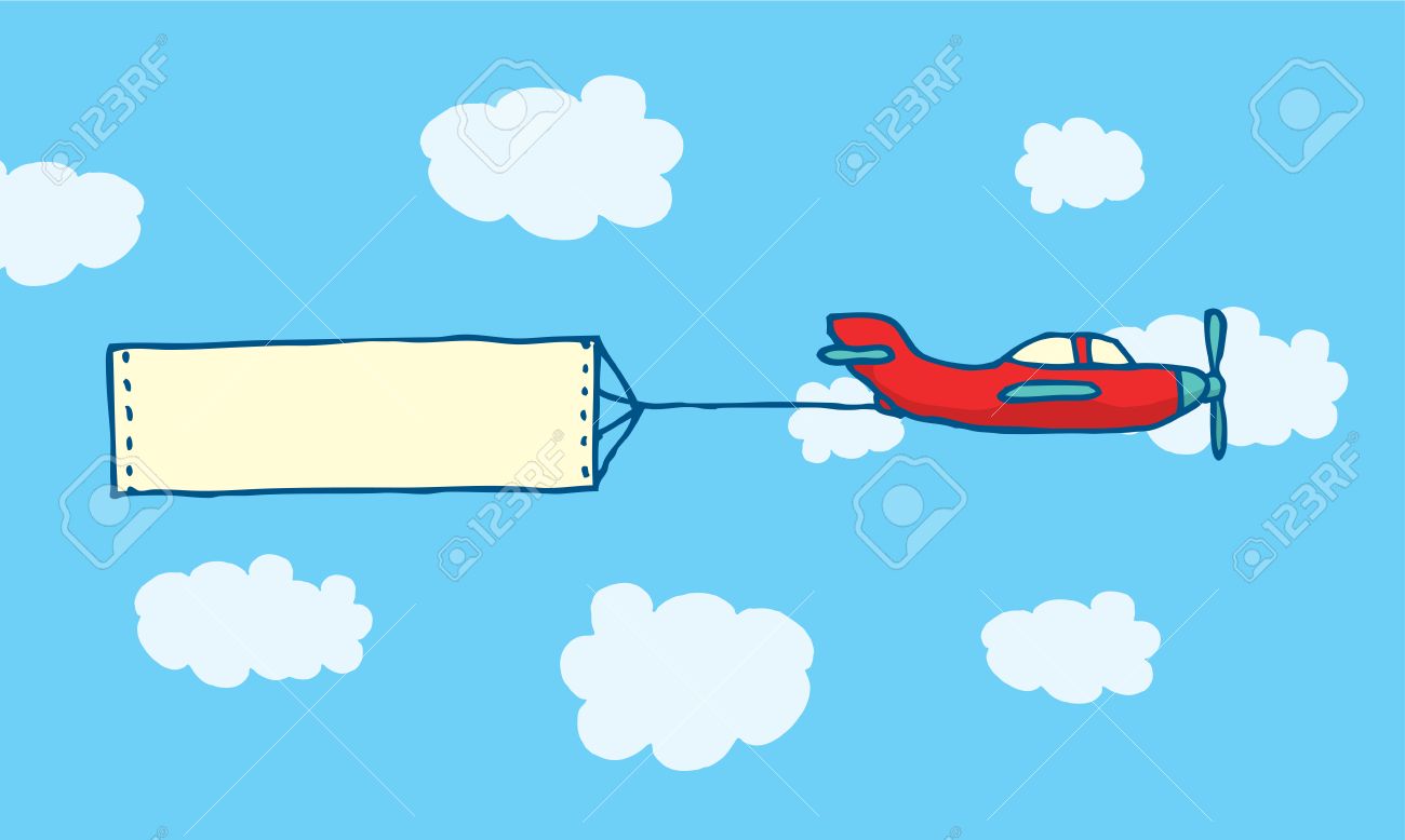 Cartoon Illustration Of Blank Message On Plane Sign Or Banner Royalty Free Cliparts Vectors And Stock Illustration Image 42154810