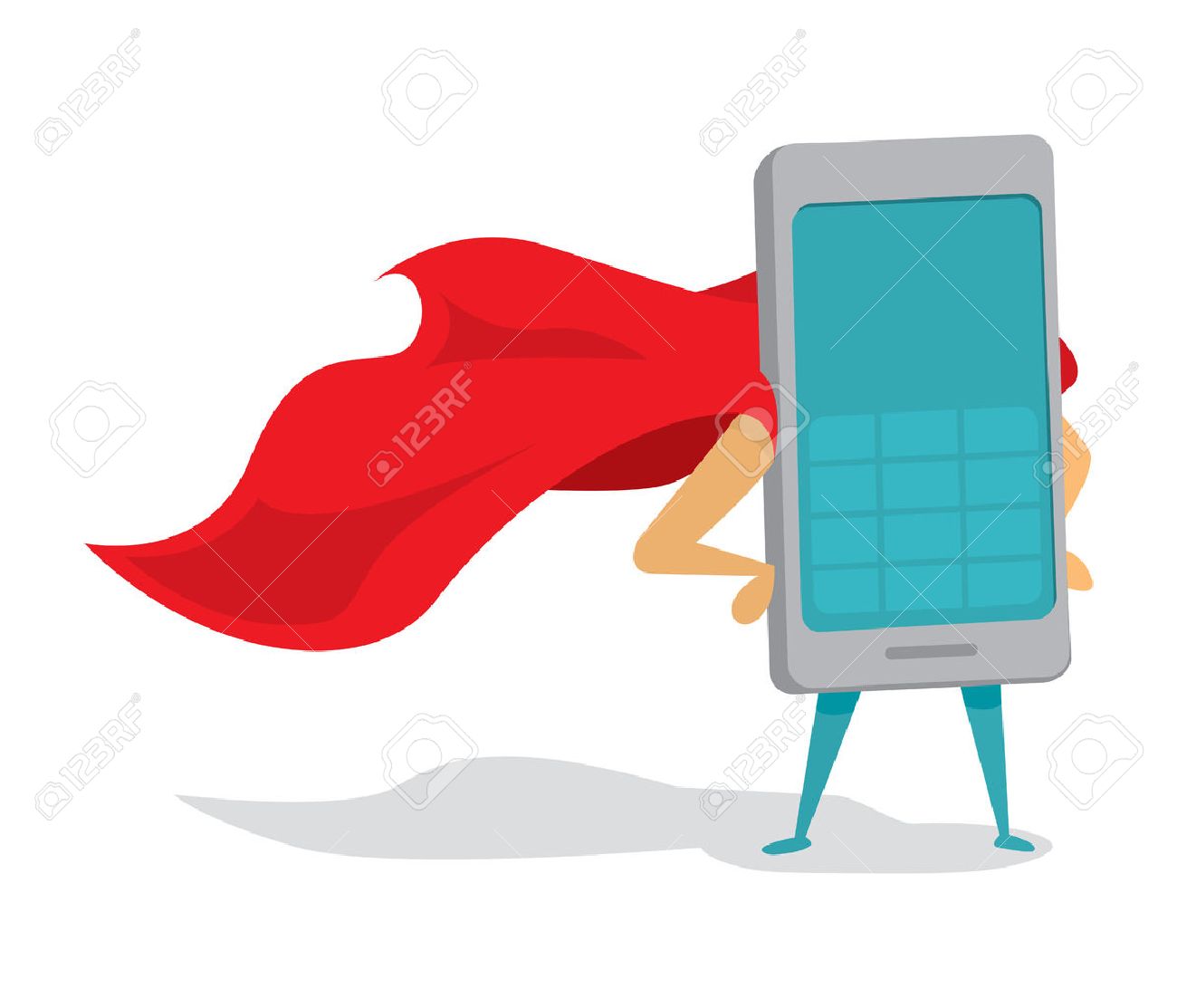 Cartoon illustration of mobile phone or super cellphone hero with cape - 51818575 Cartoon illustration of mobile phone or super cellphone hero with cape - 51818575