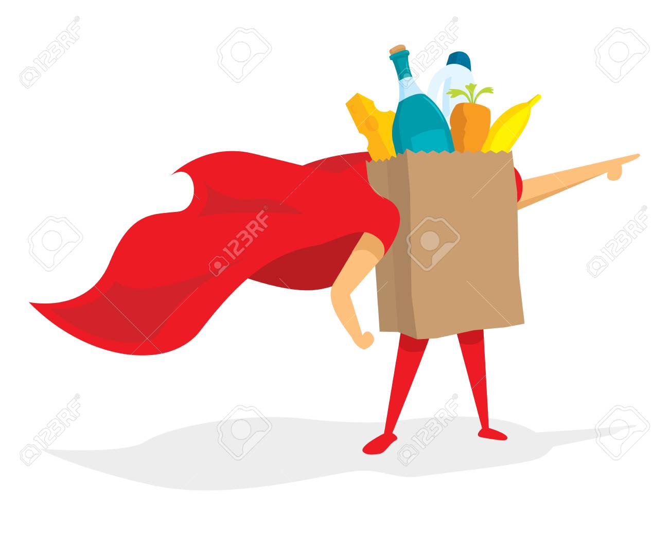 Illustration De Dessin Anime D Un Superbe Sac D Epicerie De Super Heros En Sauvant Le Jour Clip Art Libres De Droits Vecteurs Et Illustration Image 81868715
