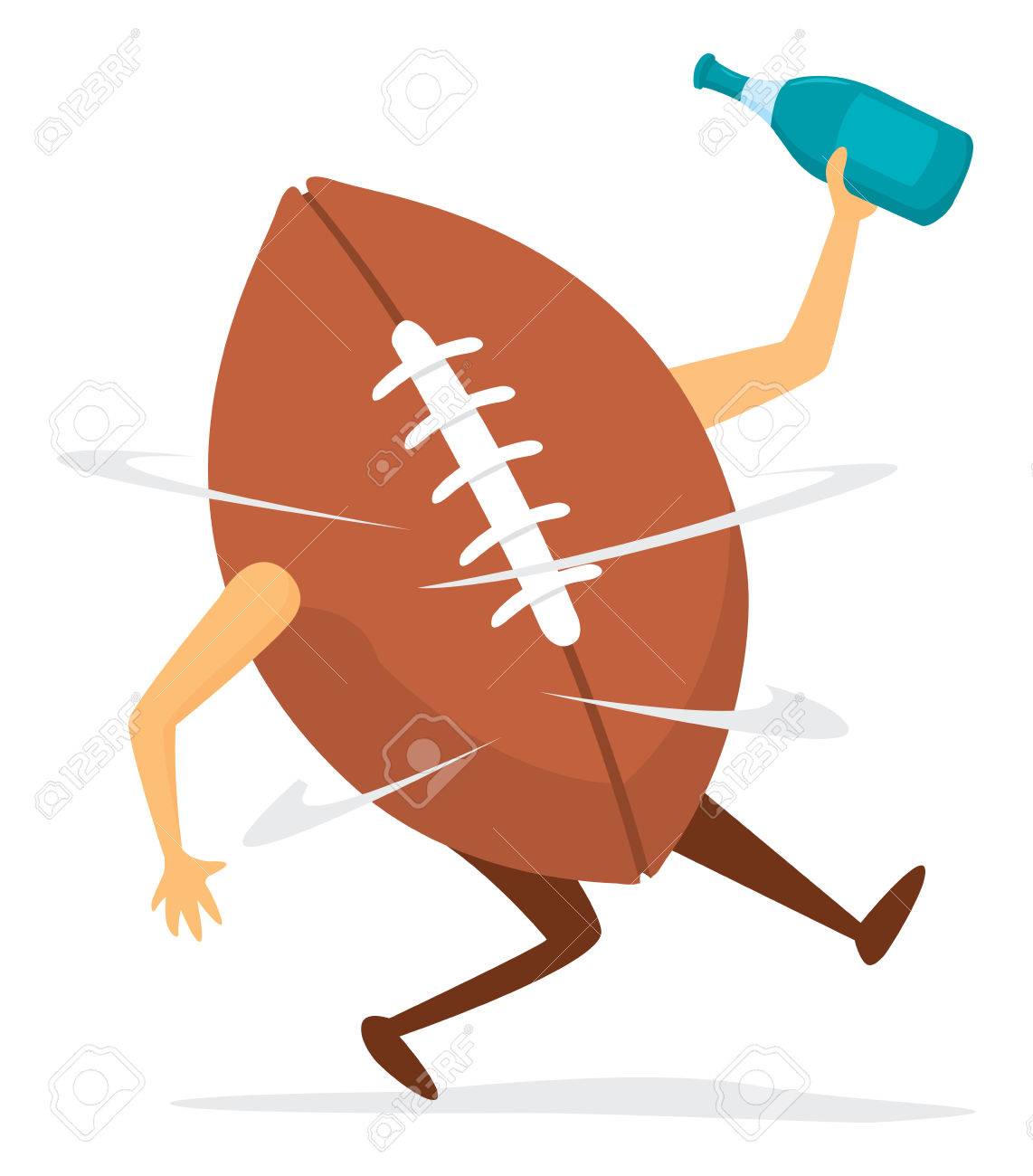 cartoon illustration of funny football dizzy after fumble royalty