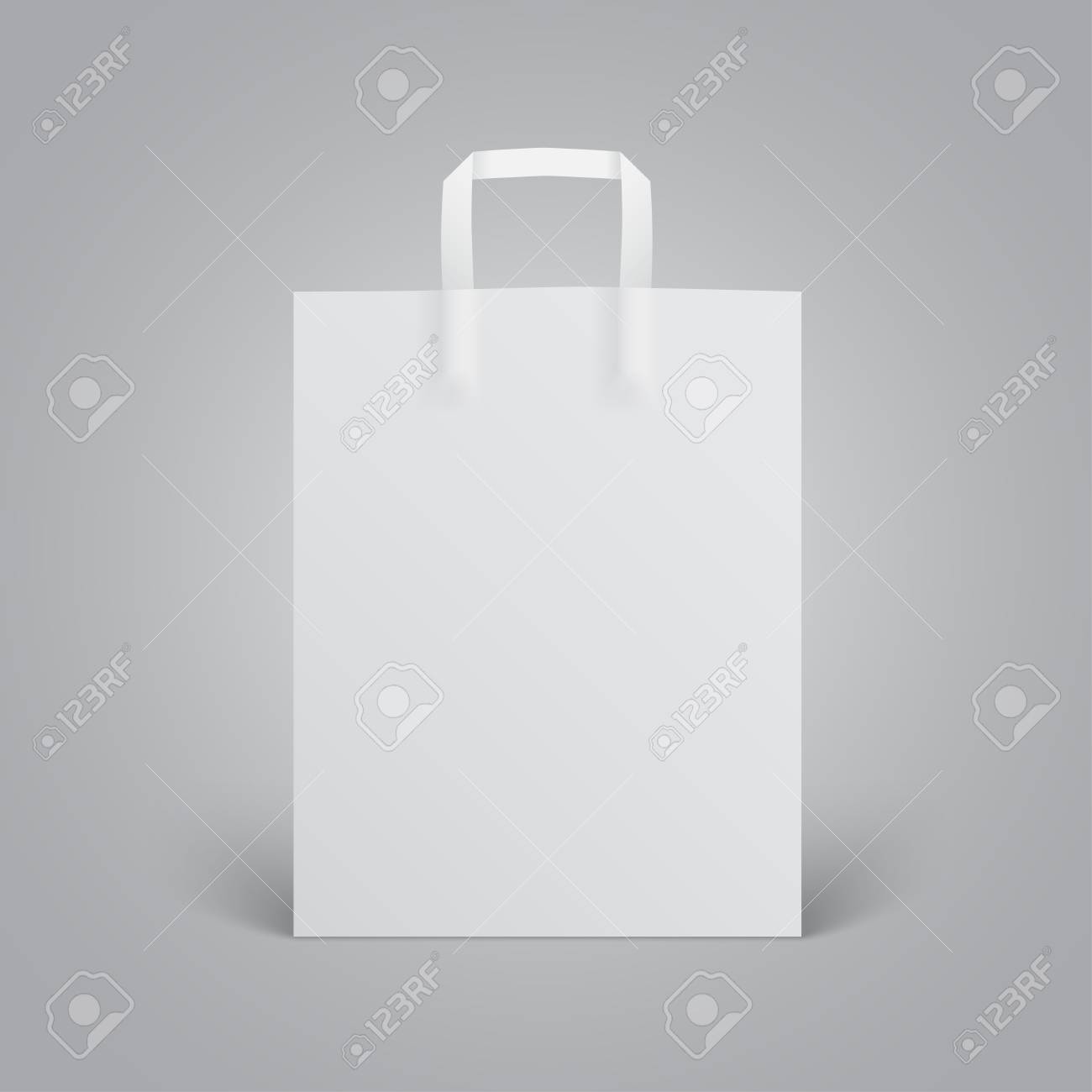 Download White Paper Bag Mockup With Handles On Grey Background Royalty Free Cliparts Vectors And Stock Illustration Image 72740215