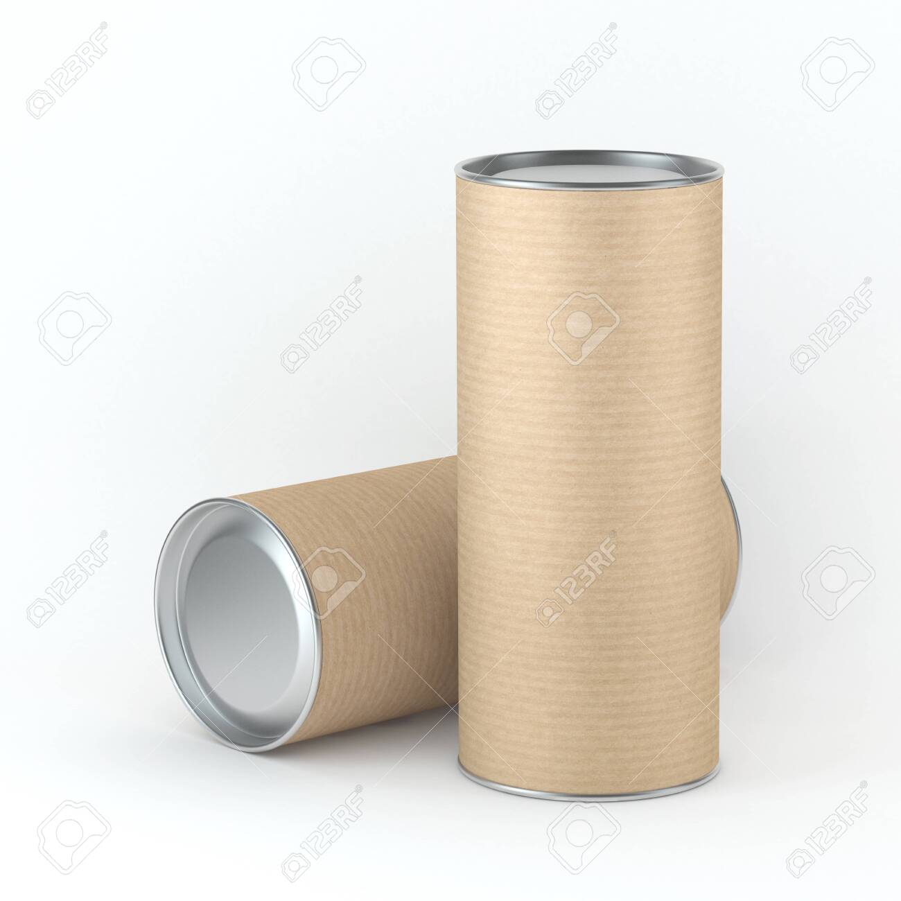 Download Two Tall Kraft Cardboard Tin Can Packaging Mockup For Tea Coffee Stock Photo Picture And Royalty Free Image Image 129684355