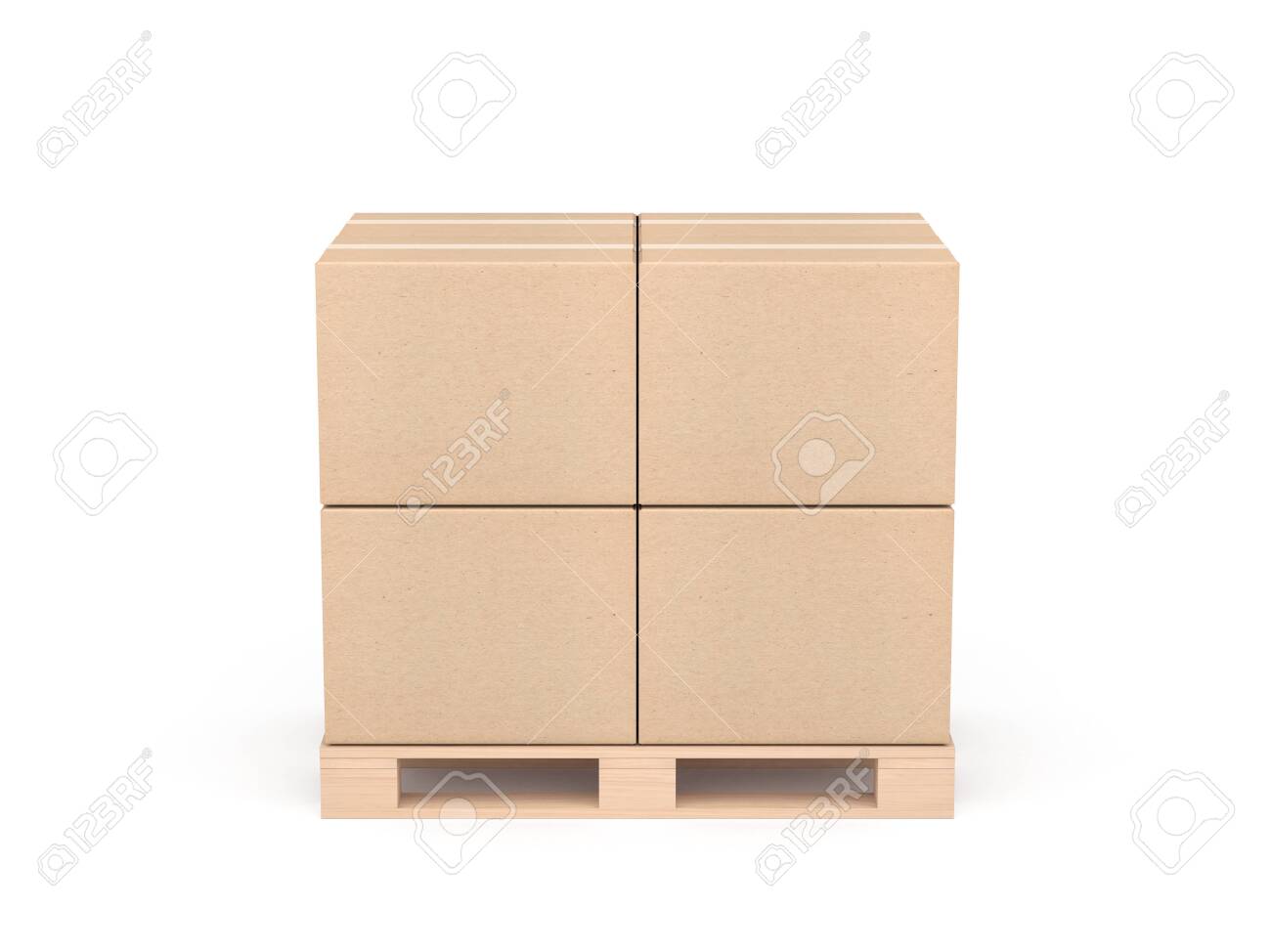 Download Stack Of Four Cardboard Boxes Mockup On Euro Pallet Isolated On White Stock Photo Picture And Royalty Free Image Image 135370935