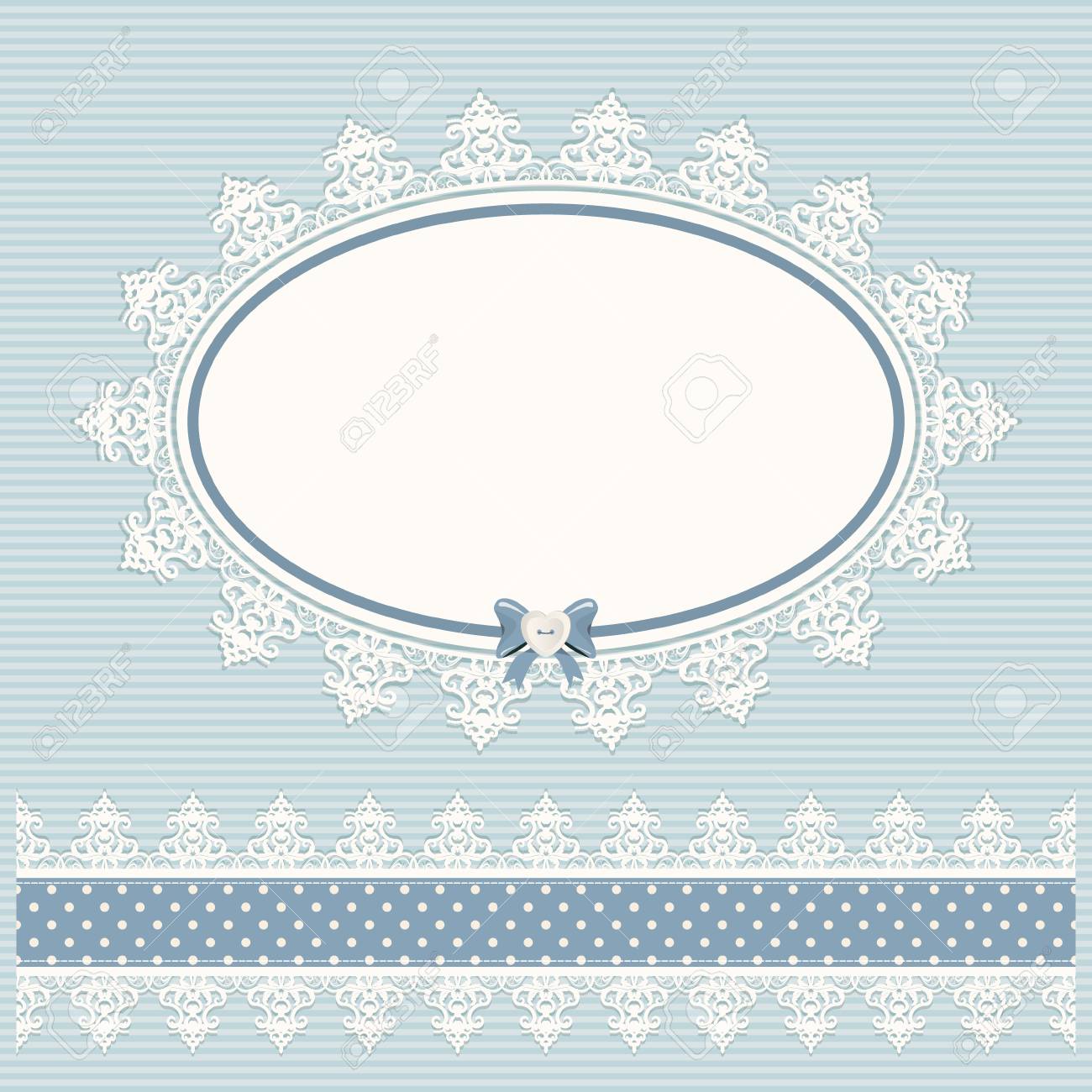 Oval Doily Frame With Lacy Border Country Style For Baby Shower