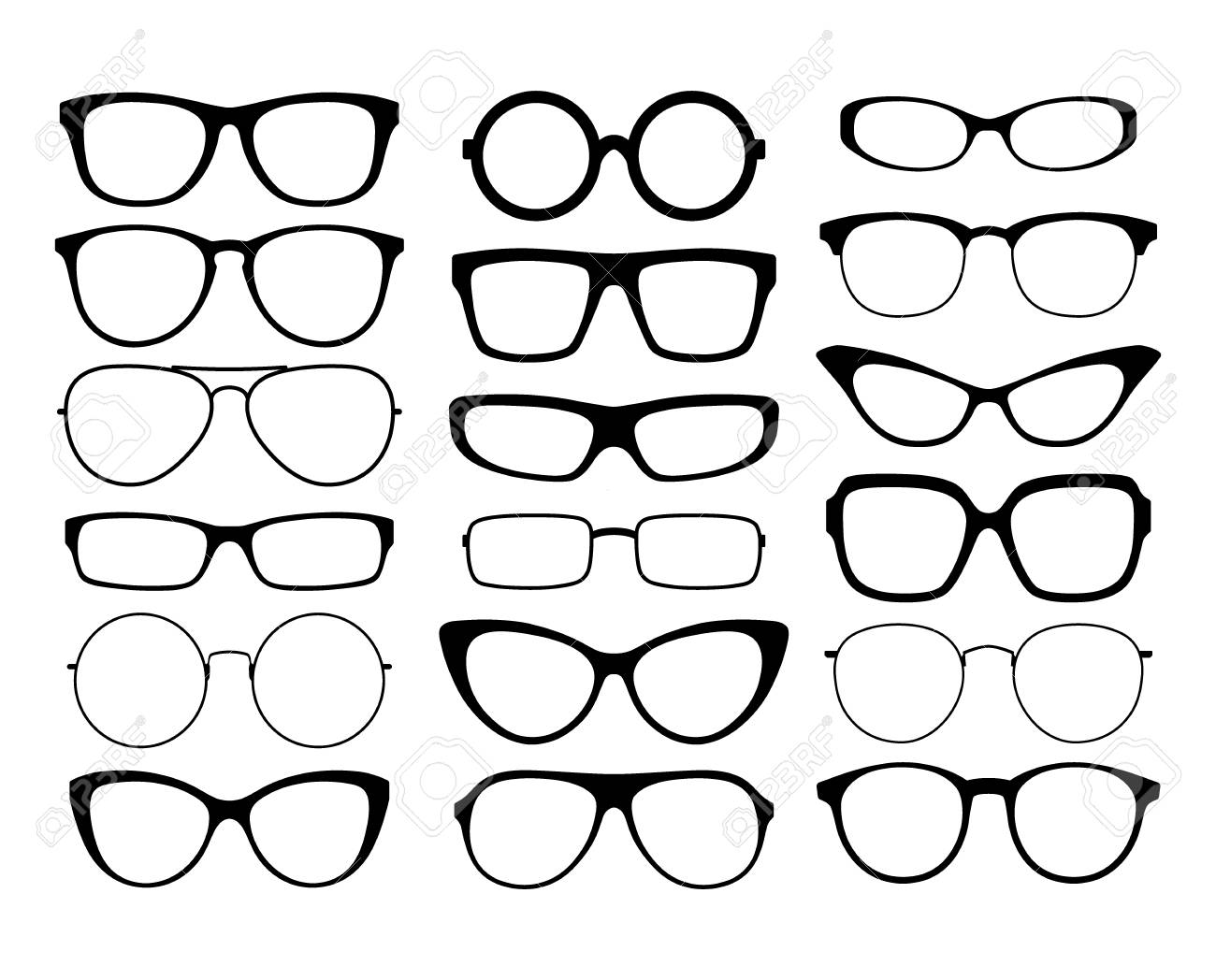 Various Black Silhouette Glasses Eyeglasses Frames Set Sunglasses
