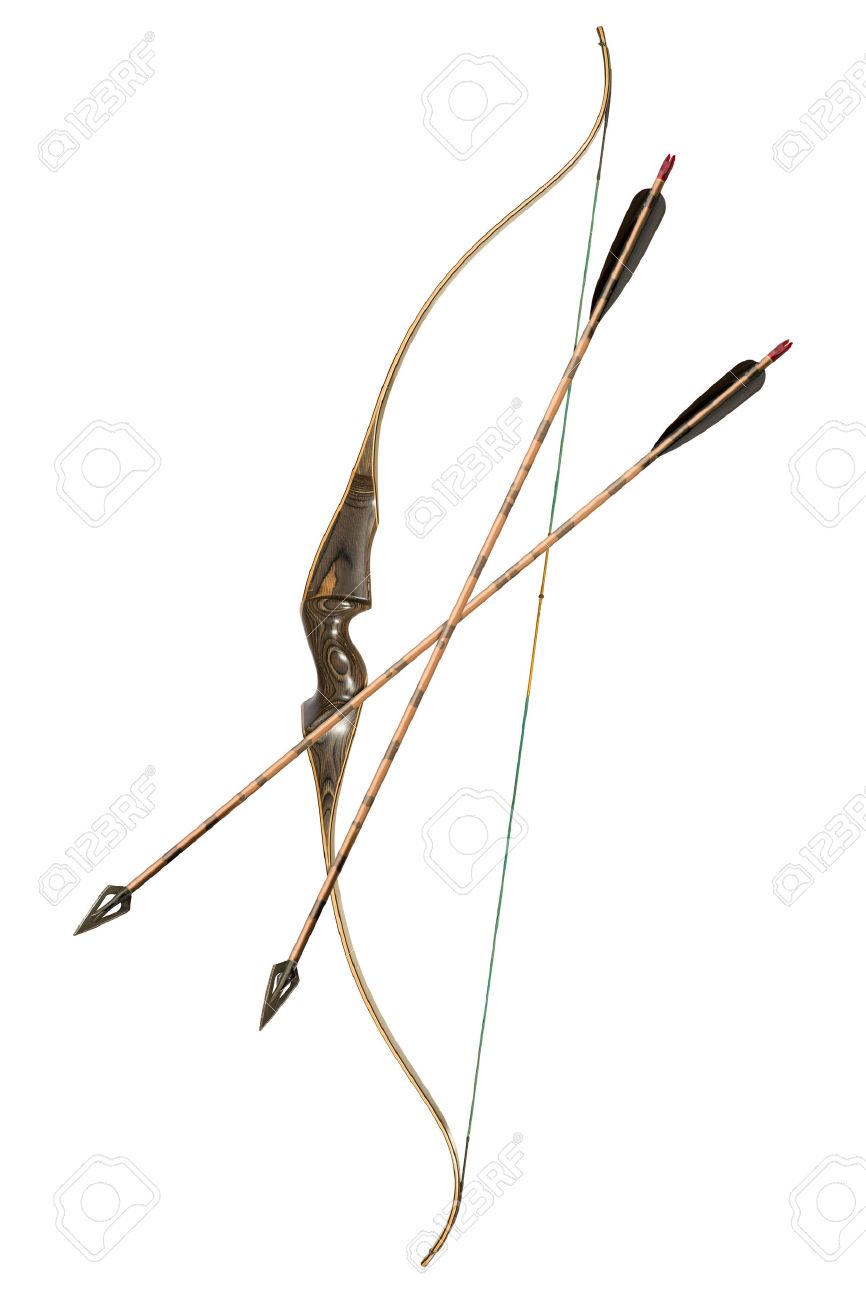 狩猟弓と矢を白で隔離されます の写真素材 画像素材 Image 23932913