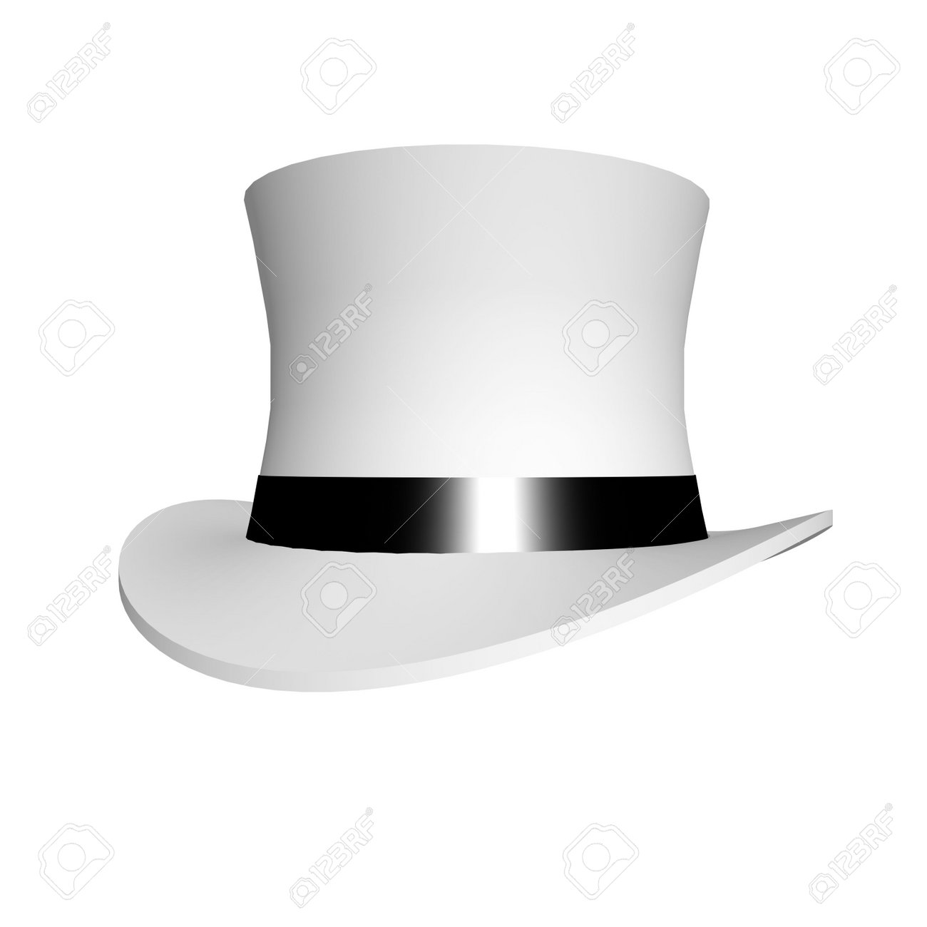黒の光沢のあるバンドと古典的な白いシルクハット の写真素材 画像素材 Image