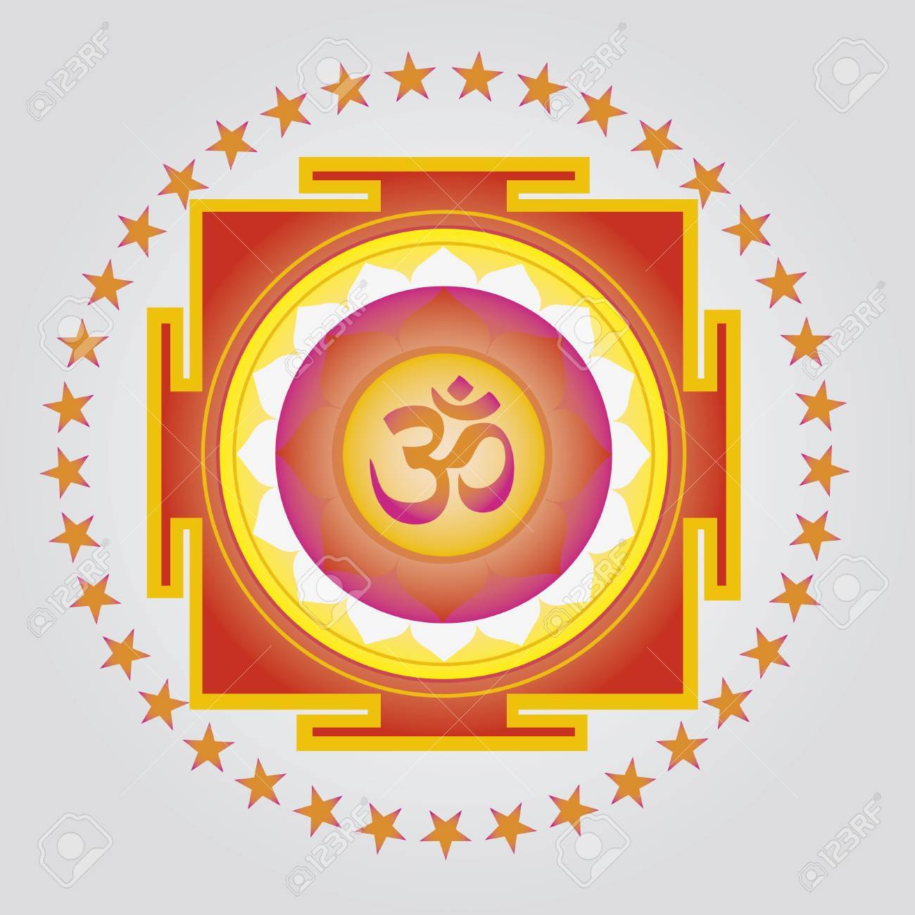 花の要素と健康と幸福のためのヨガの練習のための難解な意味とマンダラ のイラスト素材 ベクタ Image