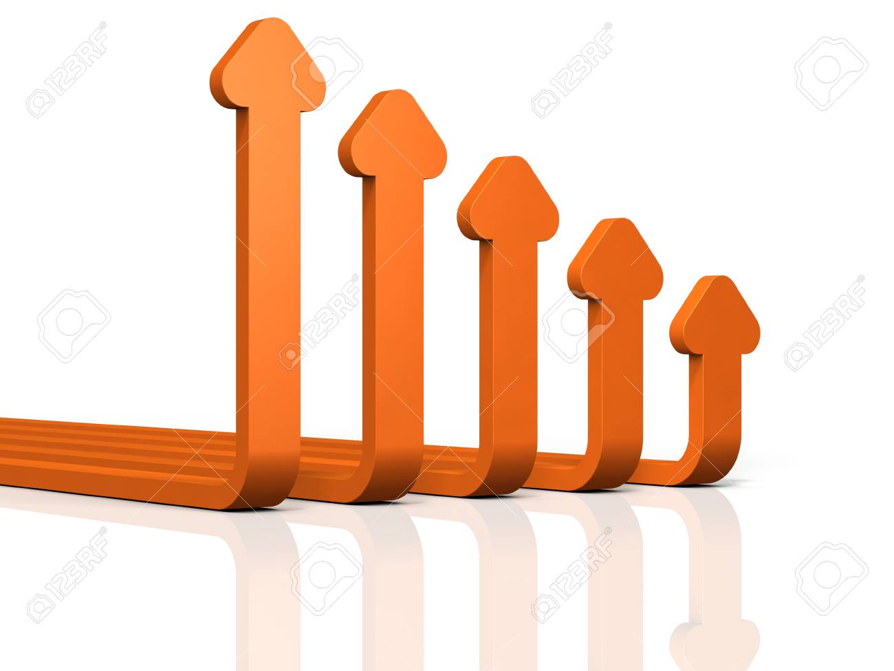 減衰の抽象的な3dcgのイラスト 5つの曲線矢印 の写真素材 画像素材 Image