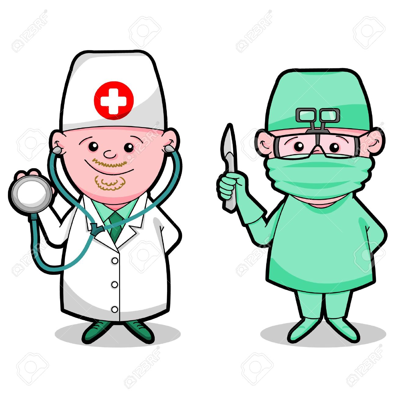 Medecin De Bande Dessinee Drole Et Chirurgien Sur Fond Blanc Clip Art Libres De Droits Vecteurs Et Illustration Image 1347