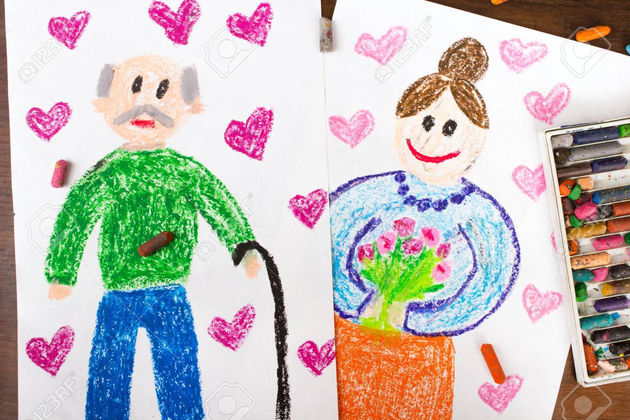 colorful drawings grandparents day cards stock photo picture and