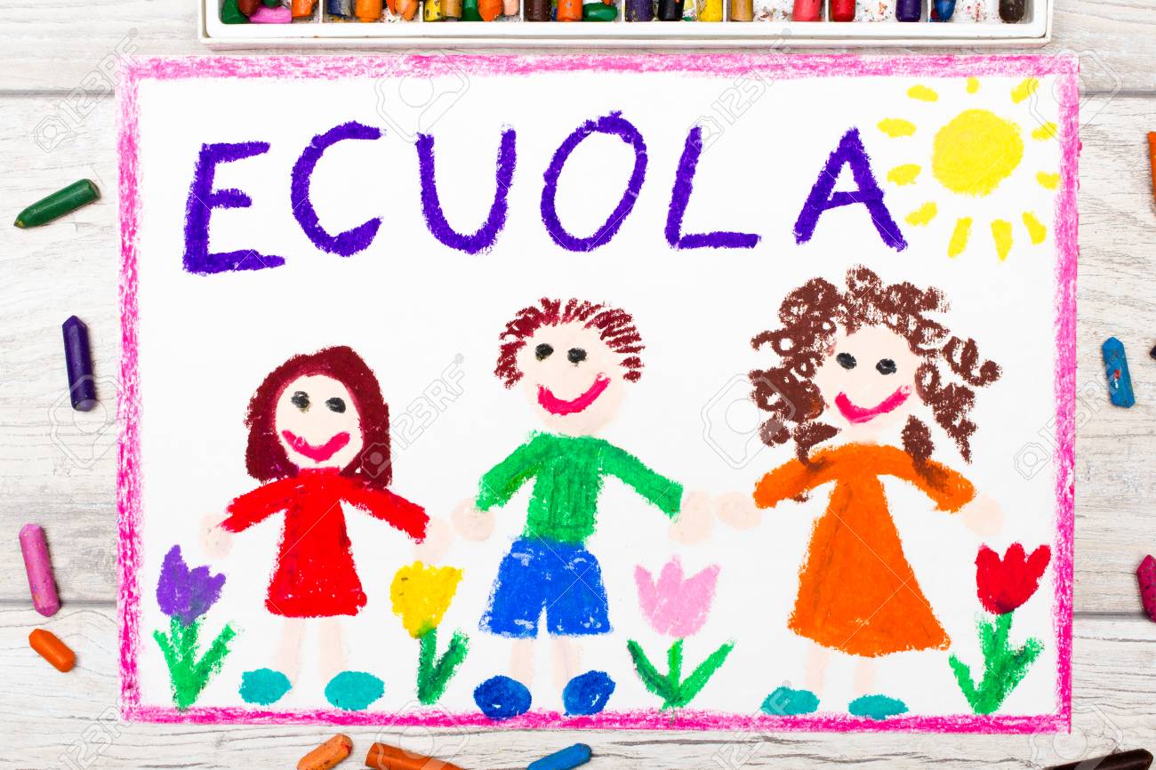 カラフルな図面の写真 イタリア語学校と幸せの子 学校の最初の日 の写真素材 画像素材 Image カラフルな図面の写真 イタリア語学校と幸せの子 学校の最初の日 の写真素材 画像素材 Image