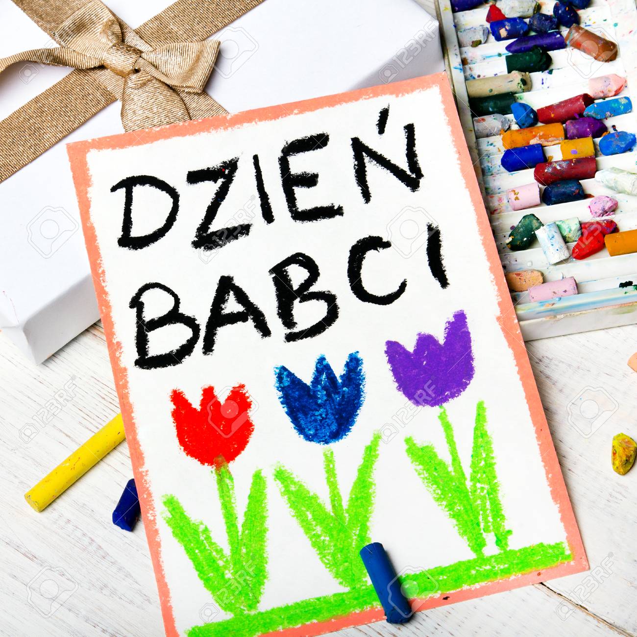 polish grandmother s day card with words grandmother s day stock