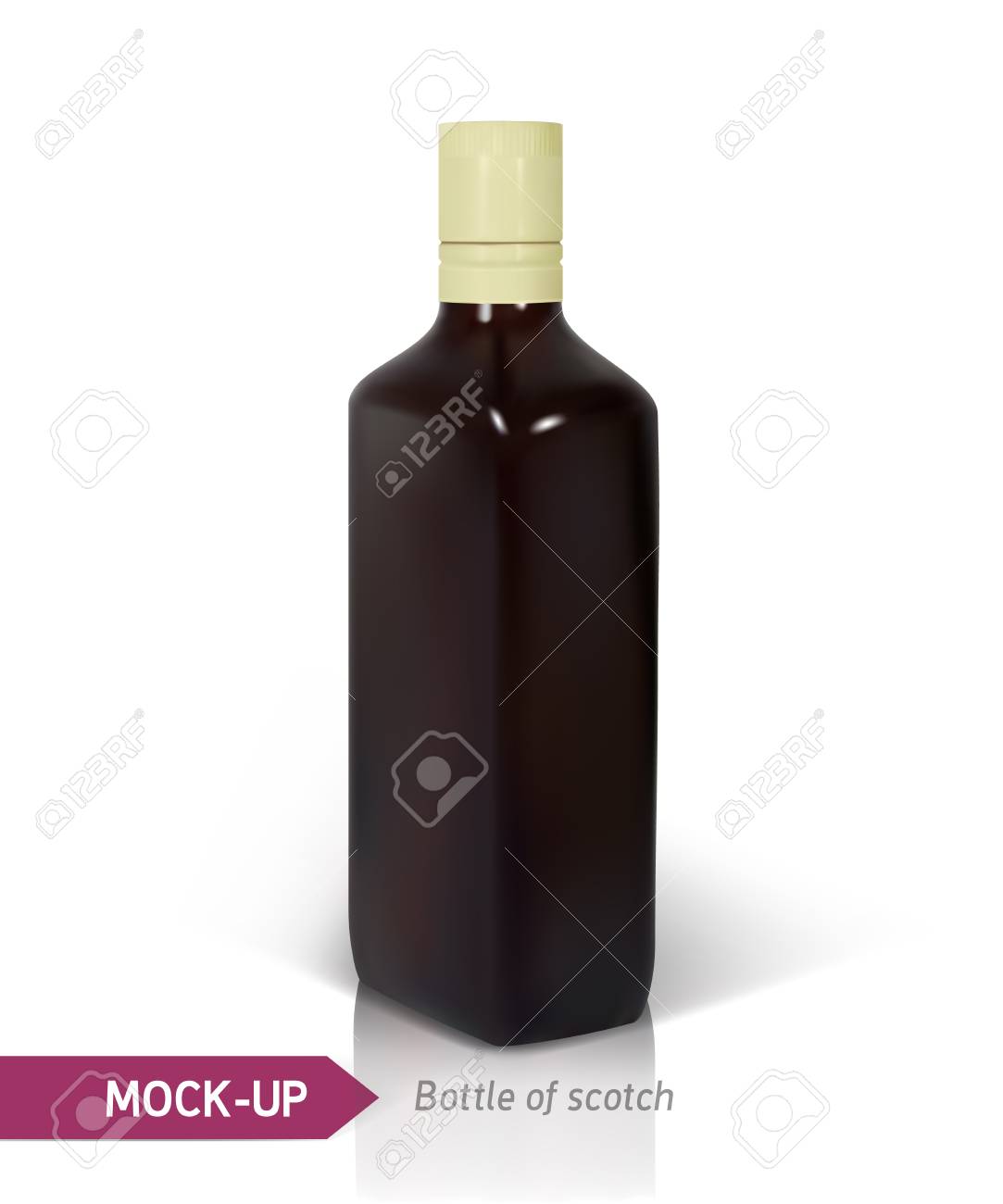 Download Dark Realistic Square Scotch Bottle Isolated On White Background Stock Photo Picture And Royalty Free Image Image 110304607