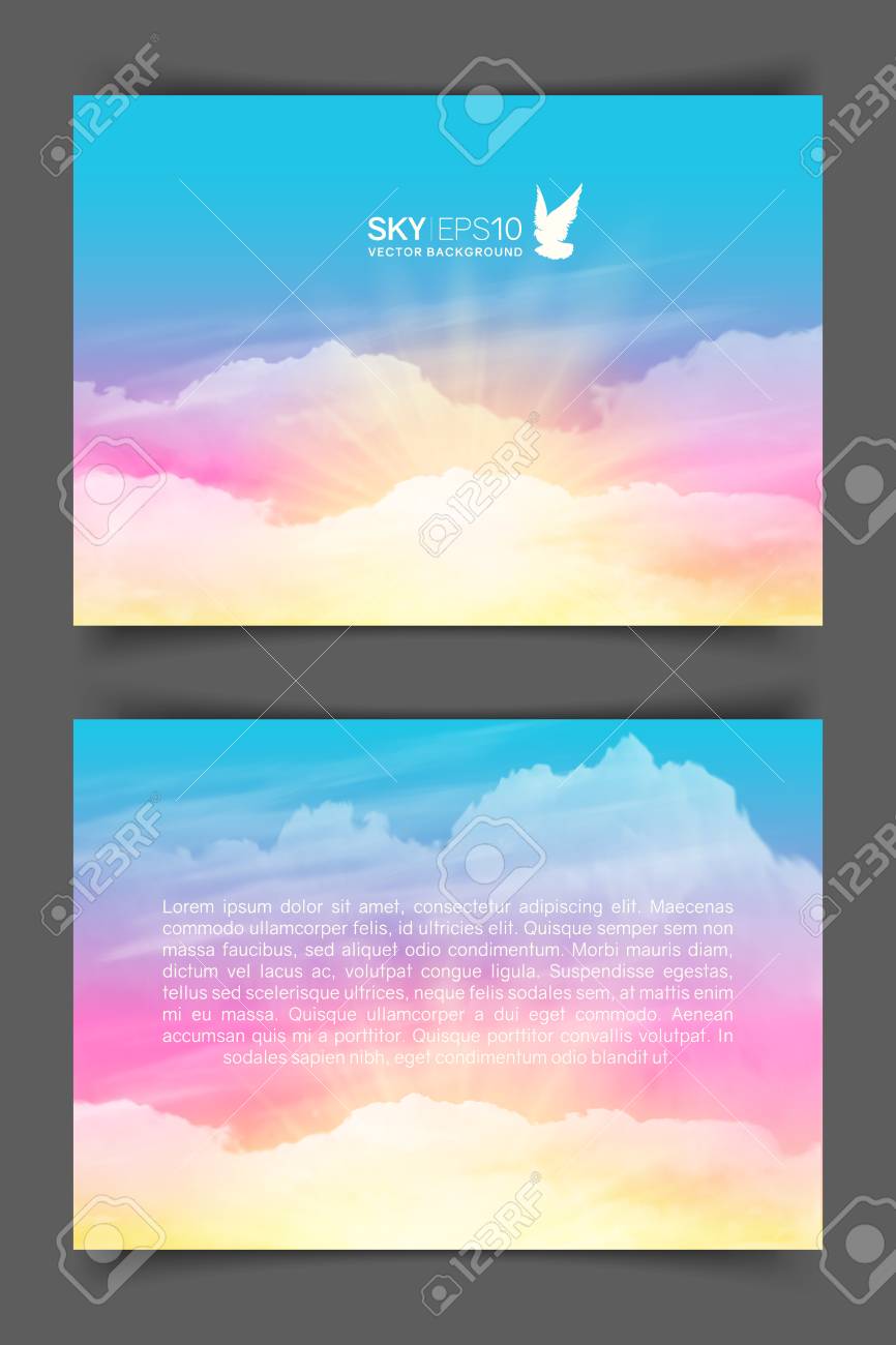 Two Sided Horizontal Flyer Of A4 Format With Realistic Pink Blue