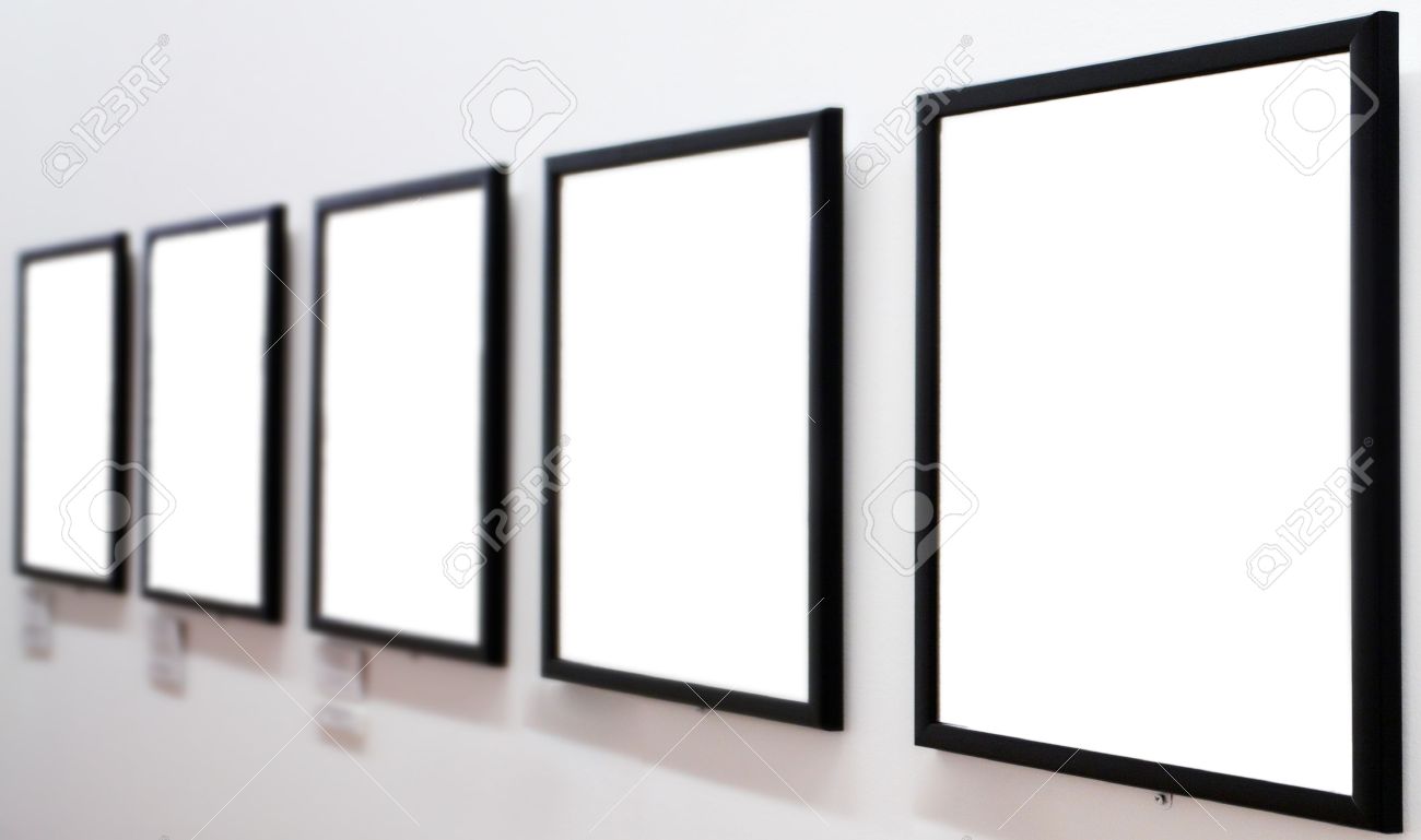 White Wall Frames empty frames on white wall in museum stock photo, picture and White Wall Frames empty frames on white wall in museum stock photo, picture and